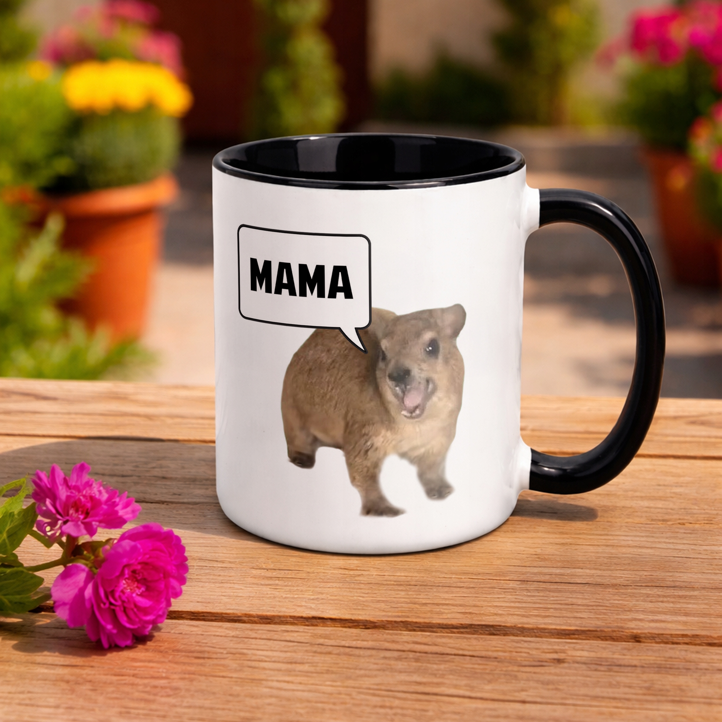 Kubek Czarny MAMA MAMA MAMAA Tiktok Viral Zwierzę Memy