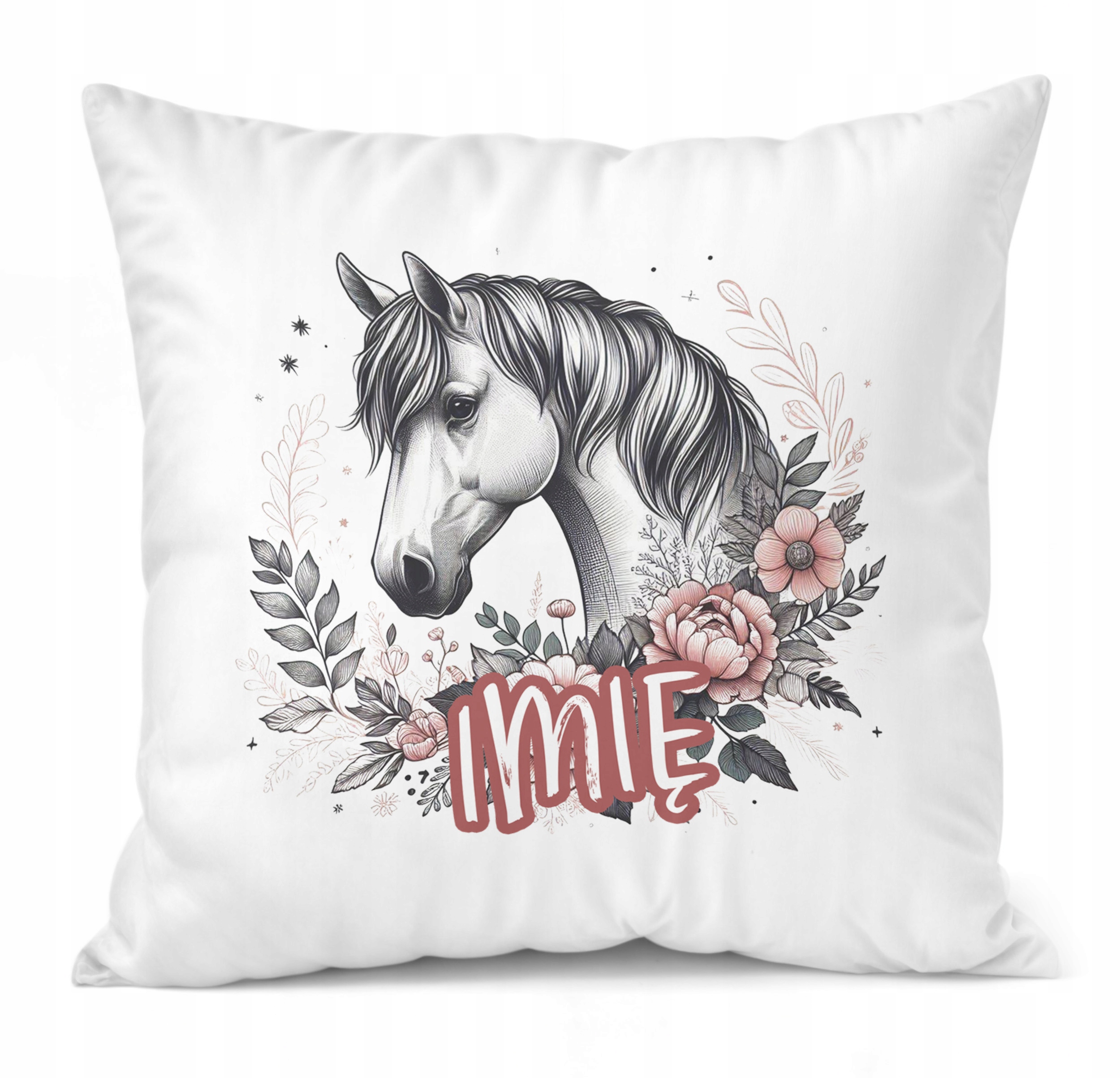 Zestaw Personalizowany Kubek + Poduszka 38×38 cm Z Imieniem Z Koniem Koń