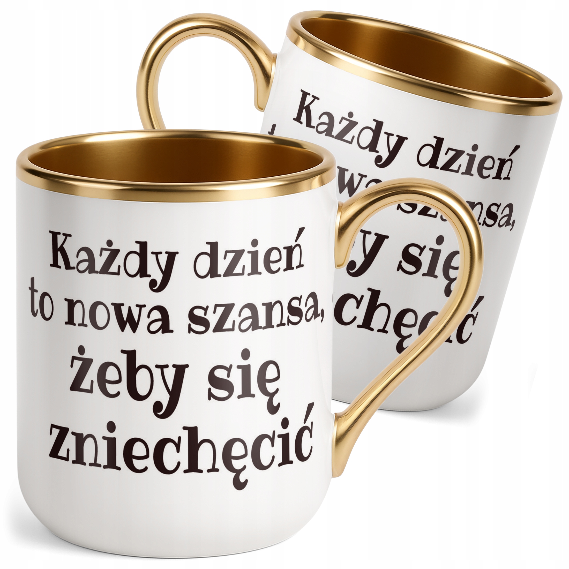 Kubek Premium Złoty Każdy Dzień To Nowa Szansa Zabawny Prezent