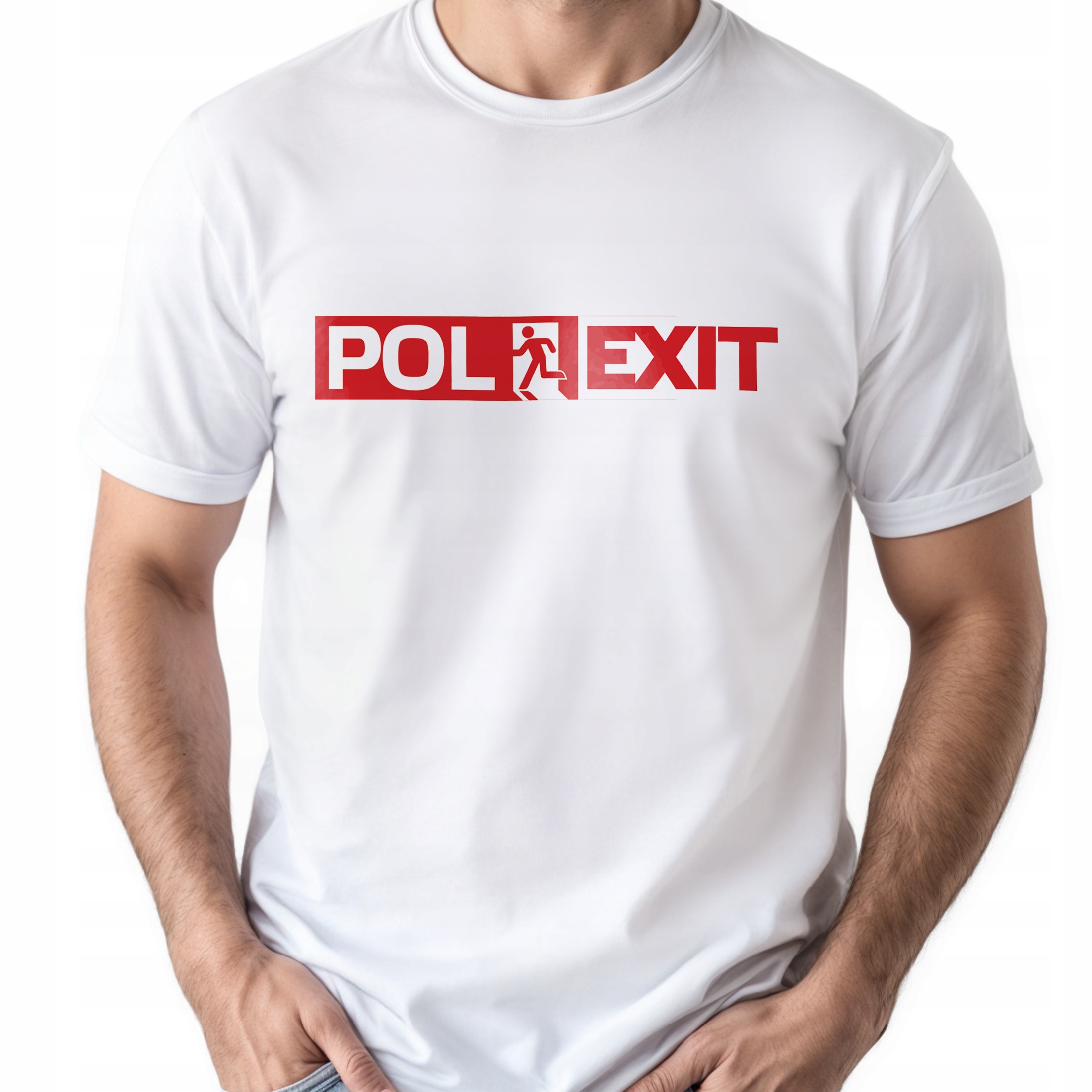Koszulka biała męska Polexit Zabawny Prezent Upominek