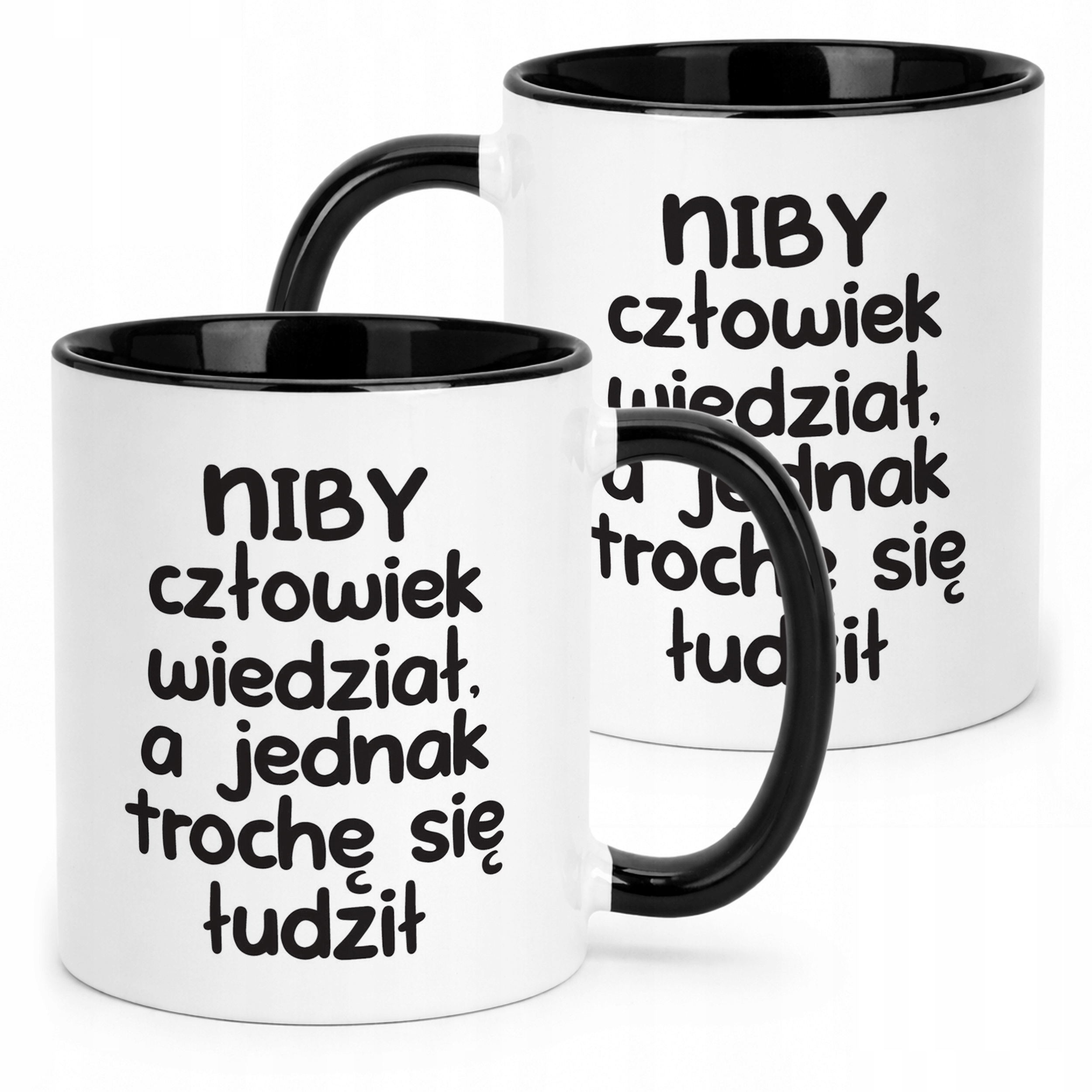 Kubek Czarny Niby Człowiek Wiedział Śmieszny Zabawny Prezent