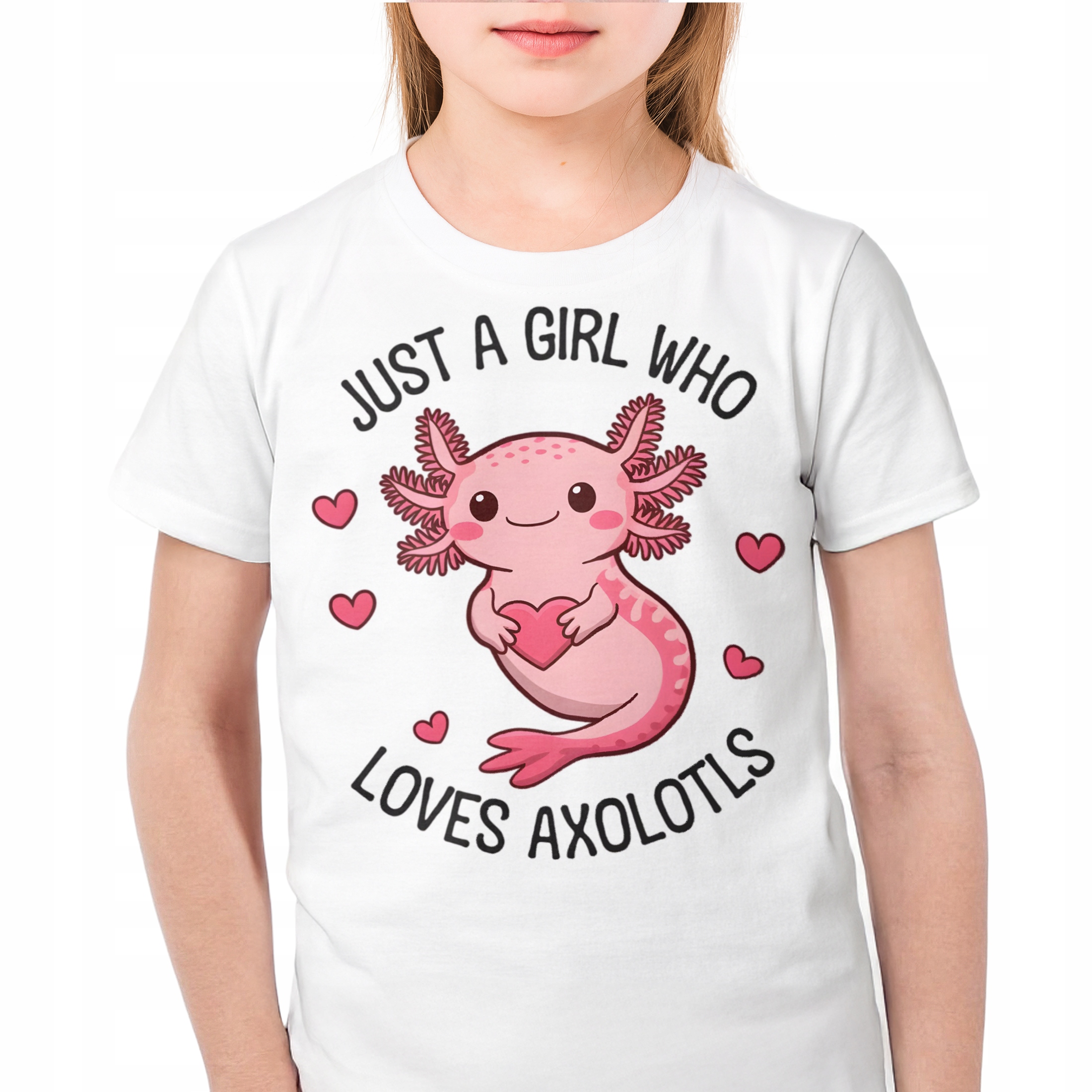 Koszulka biała dzieci Aksolotl Axolotl TikTok Trend Viral HIT