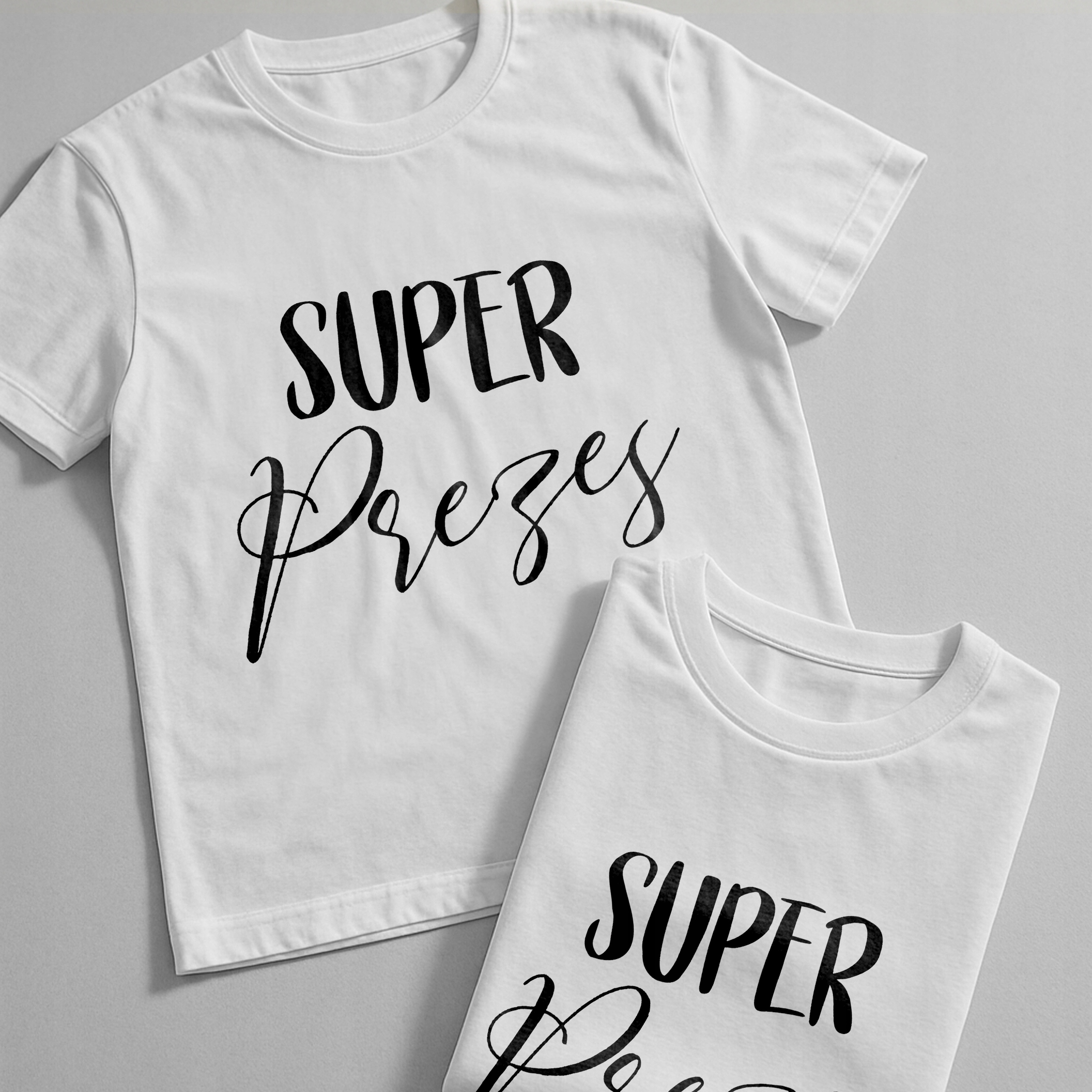 Koszulka biała męska Super Prezes Zabawny Prezent