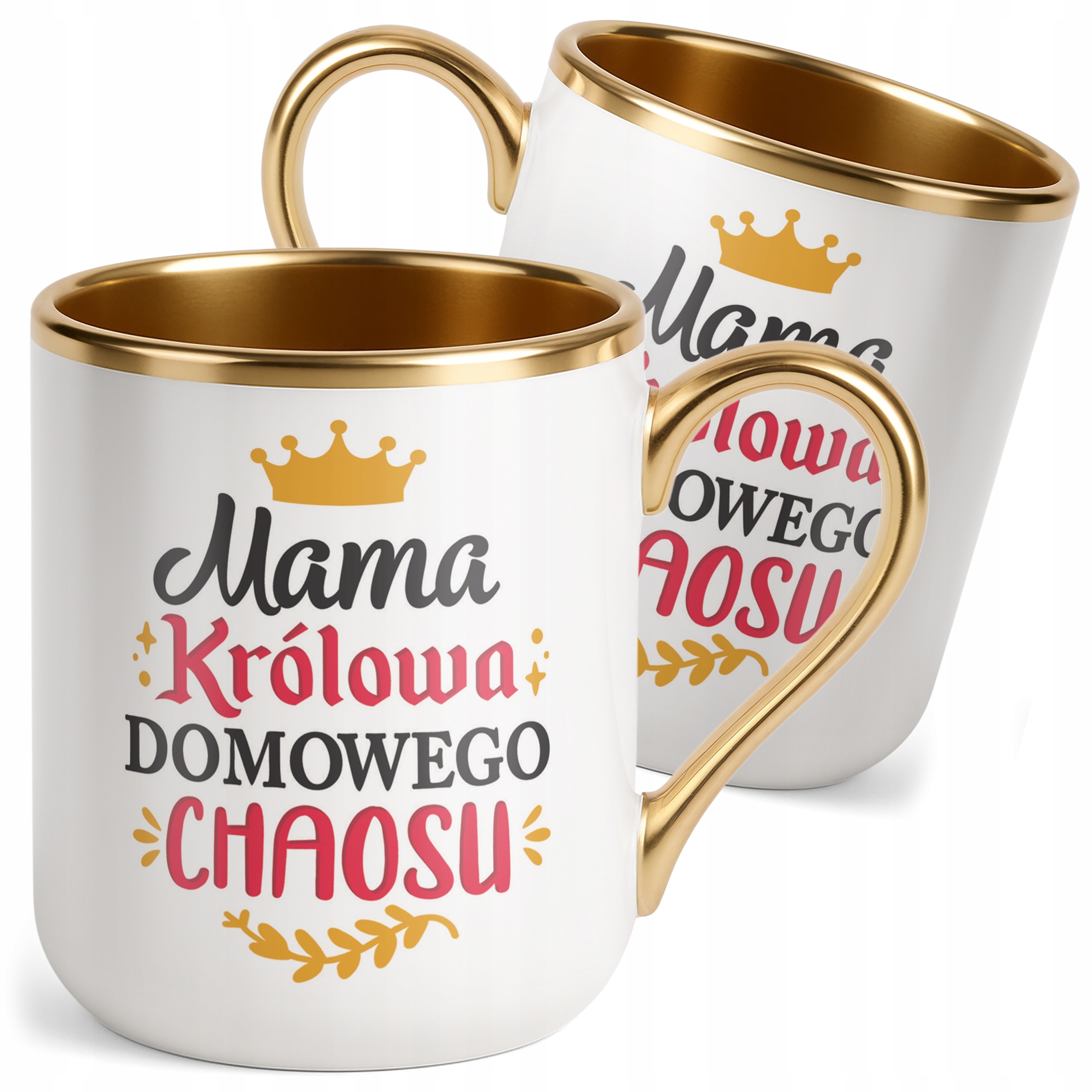 Kubek Premium Złoty Dzień Matki Dla Mamy Prezent Królowa Domowego Chaosu