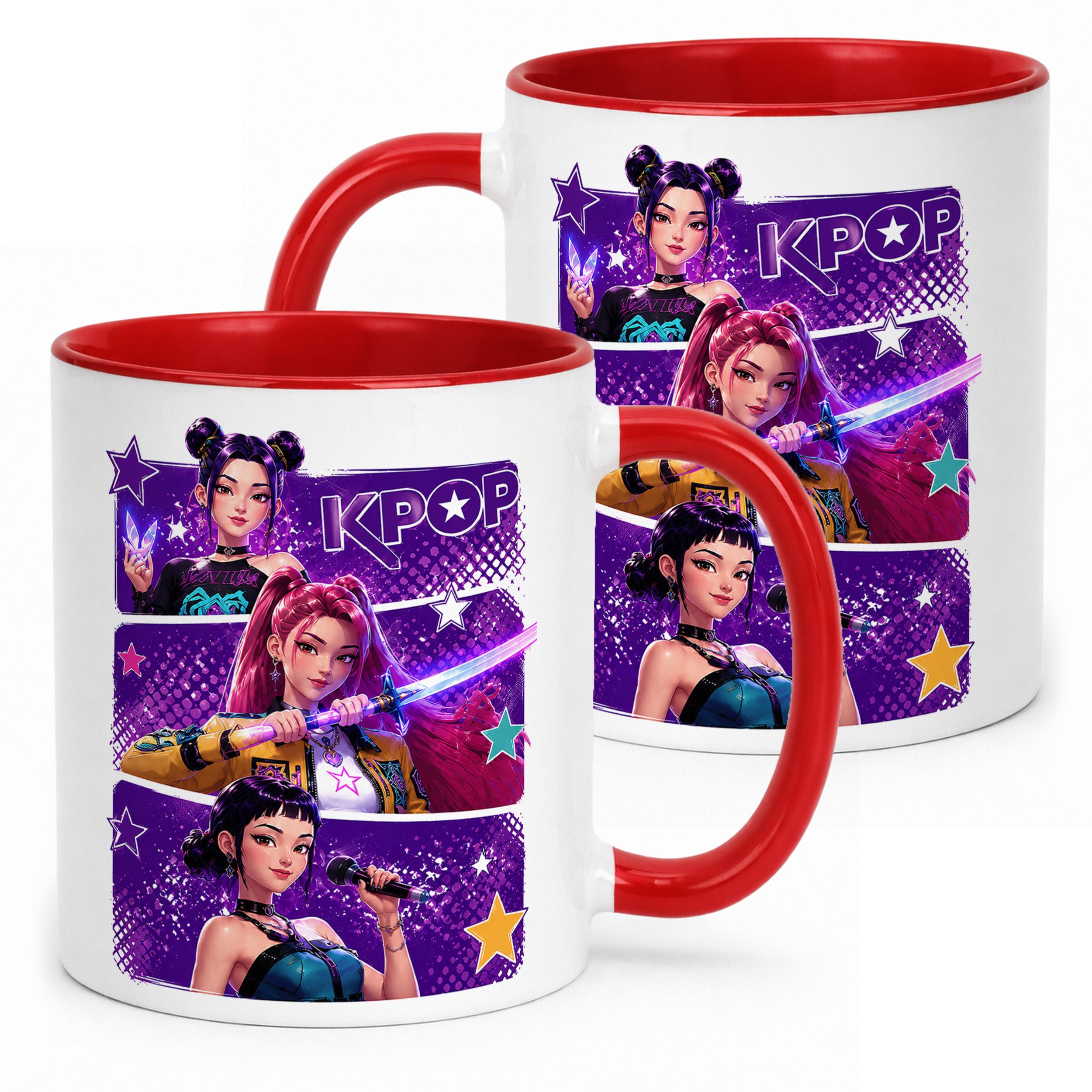 Kubek Czerwony z nadrukiem ŁOWCZYNIE KPOP Dla Dzieci Prezent Upominek
