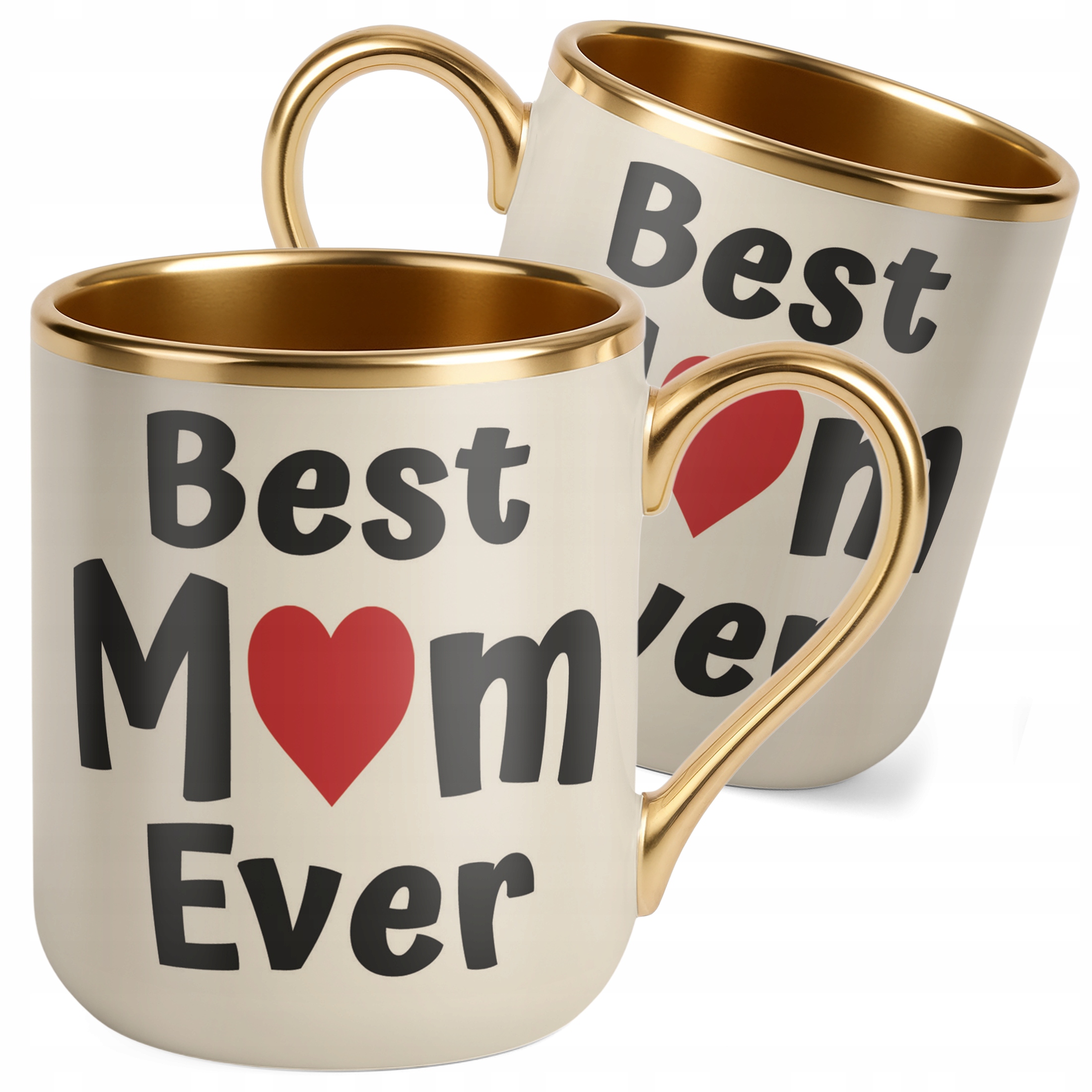 Kubek Premium Złoty Ecru Dzień Matki Best Mom Ever Prezent Dla Mamy