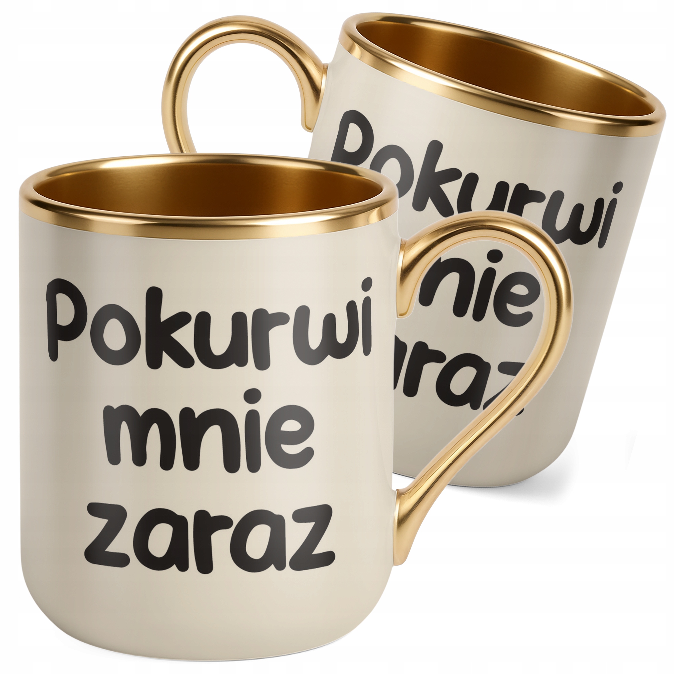 Kubek Premium Złoty Ecru Pok**wi Mnie Zaraz Śmieszny Zabawny