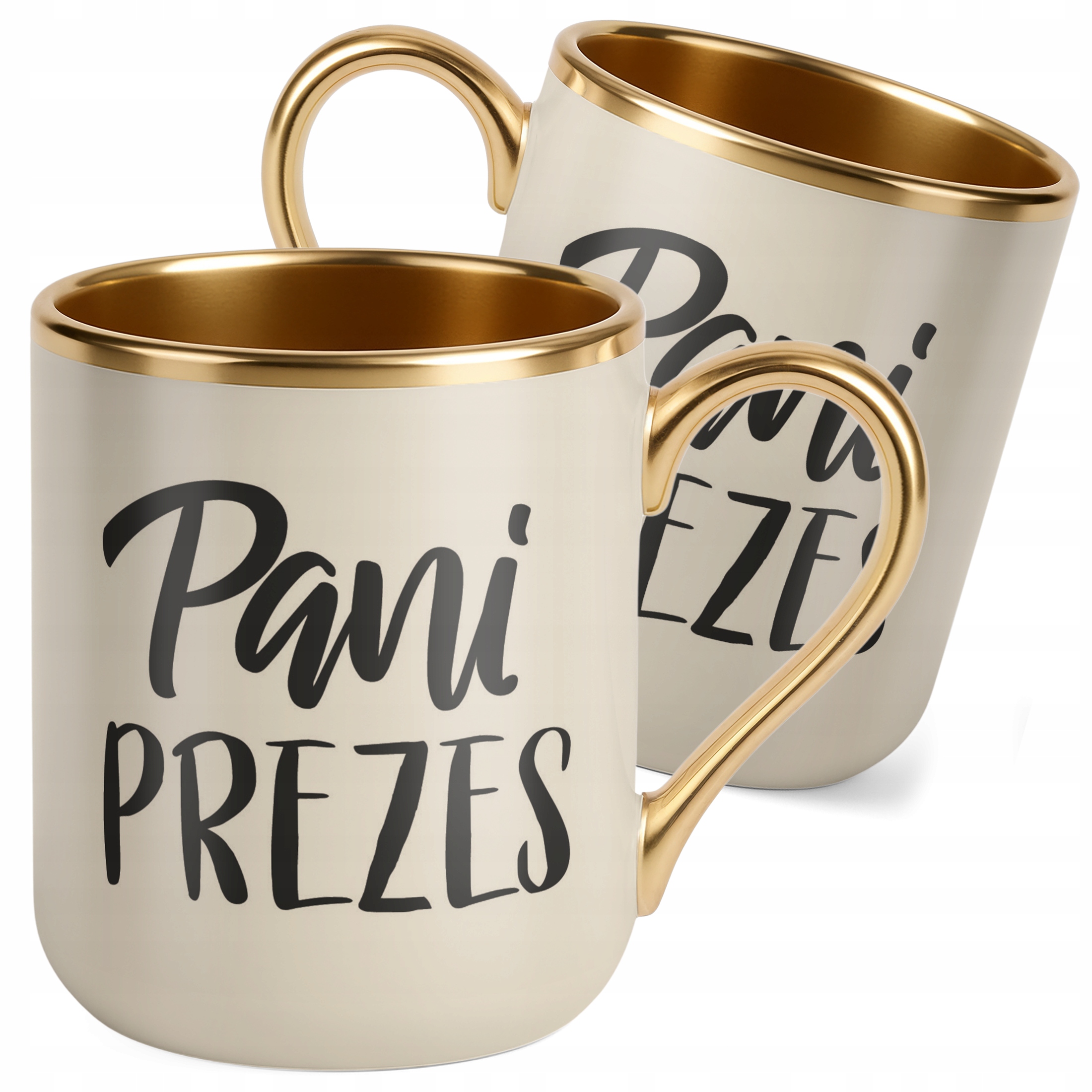Kubek Premium Złoty Ecru Pani Prezes Dla Kobiety Praca Prezent