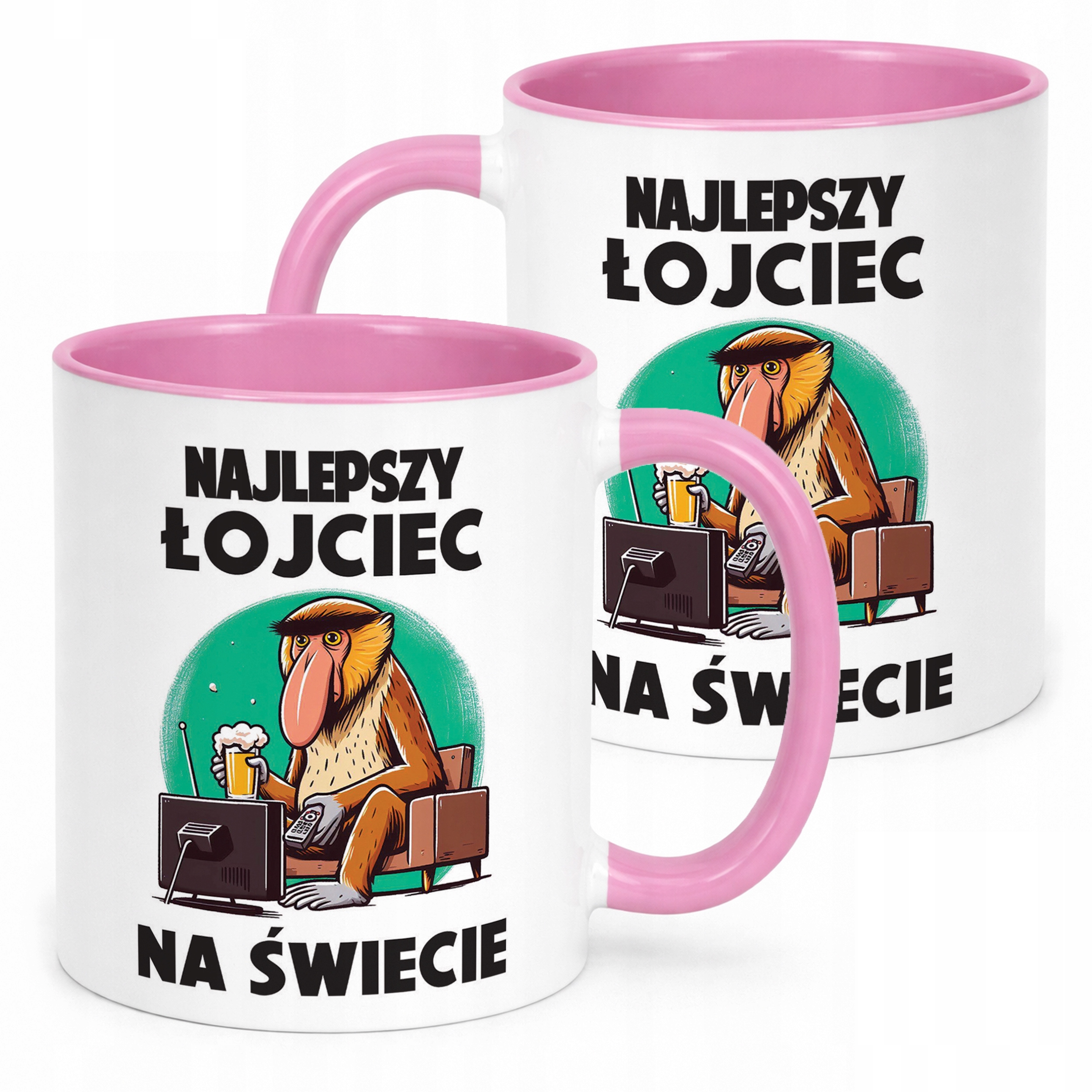 Kubek Różowy Dzień Ojca Dla Taty Najlepszy Łojciec Nosacz Prezent
