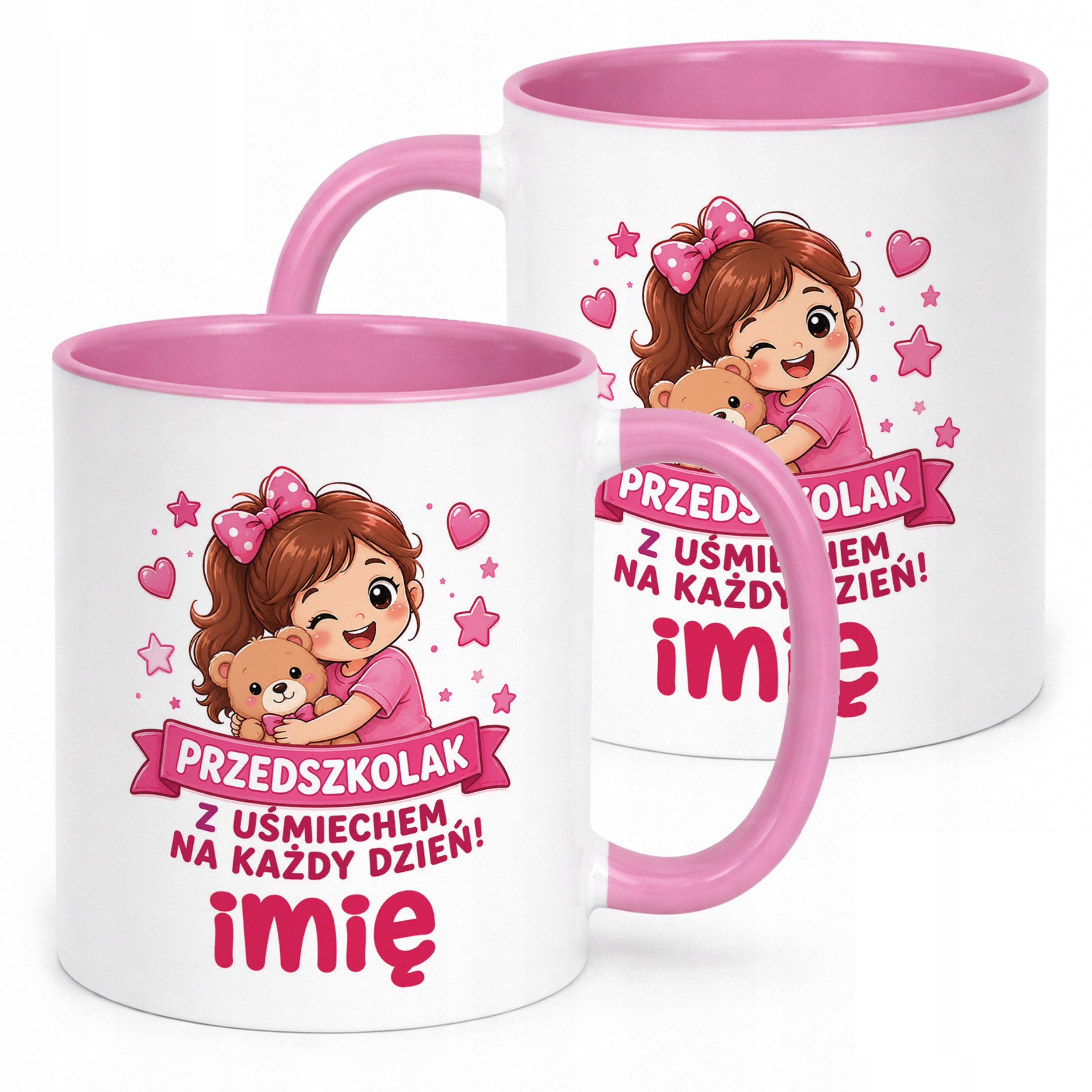 Kubek Różowy z nadrukiem personalizowany Przedszkolak Szkoła Dla Dzieci