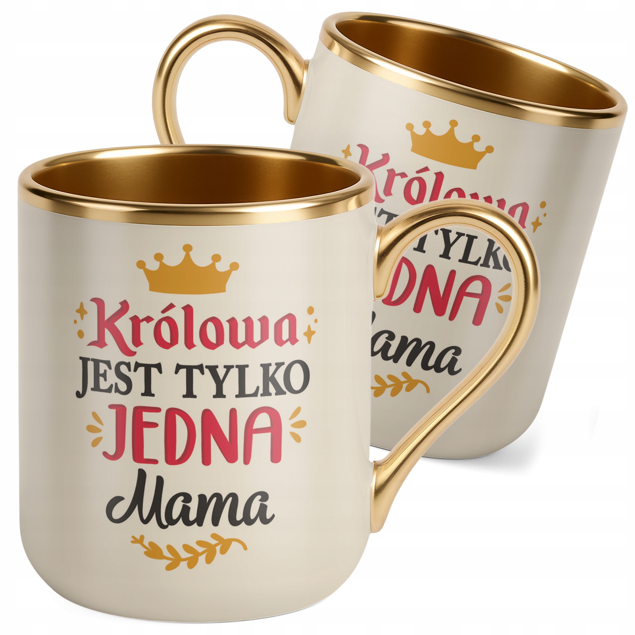 Kubek Premium Złoty Ecru Dzień Matki Prezent Królowa Jest Tylko Jedna