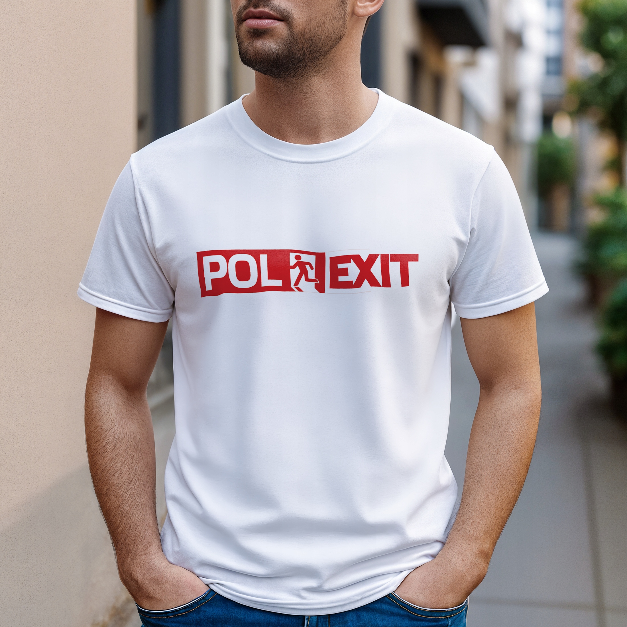 Koszulka biała męska Polexit Zabawny Prezent Upominek