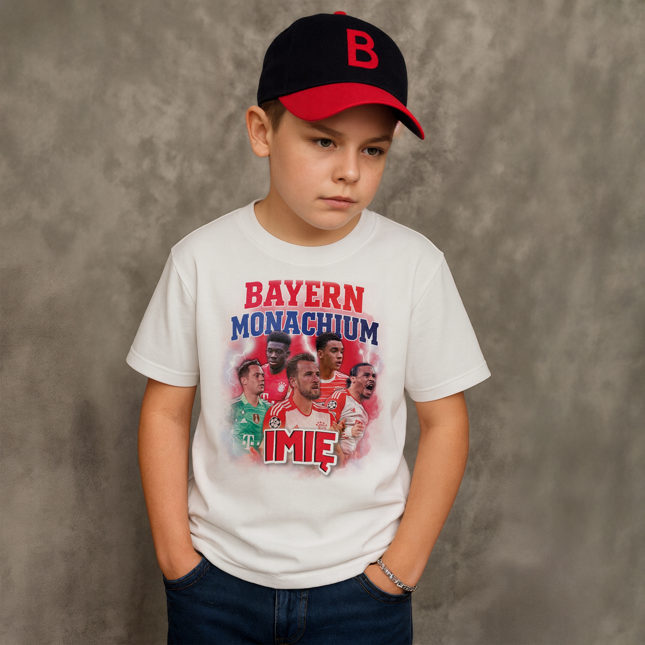 Koszulka personalizowana biała dziecięca Bayern Monachium