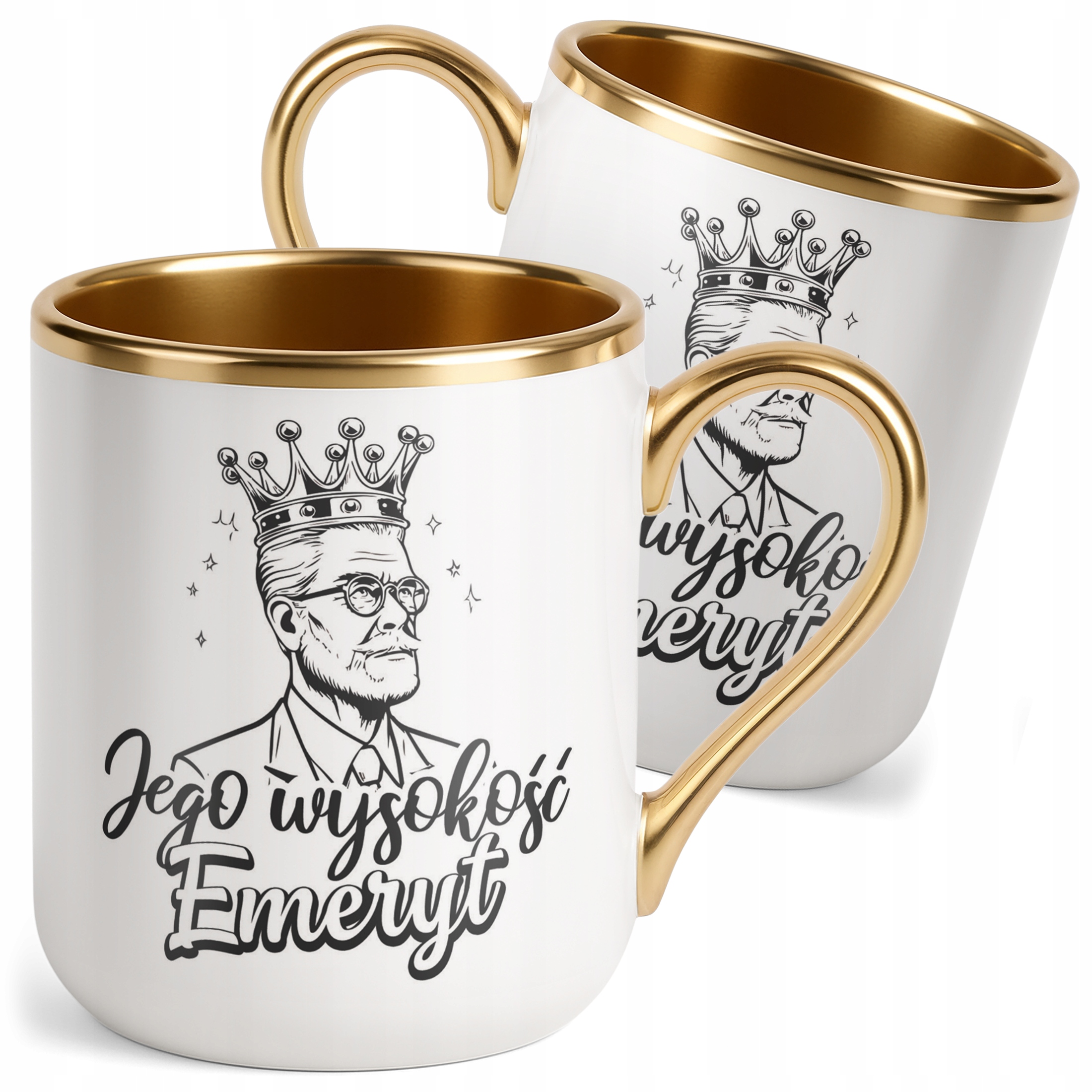 Kubek Premium Złoty Jego Wysokość Emeryt Emerytura Dla Mężczyzny Prezent