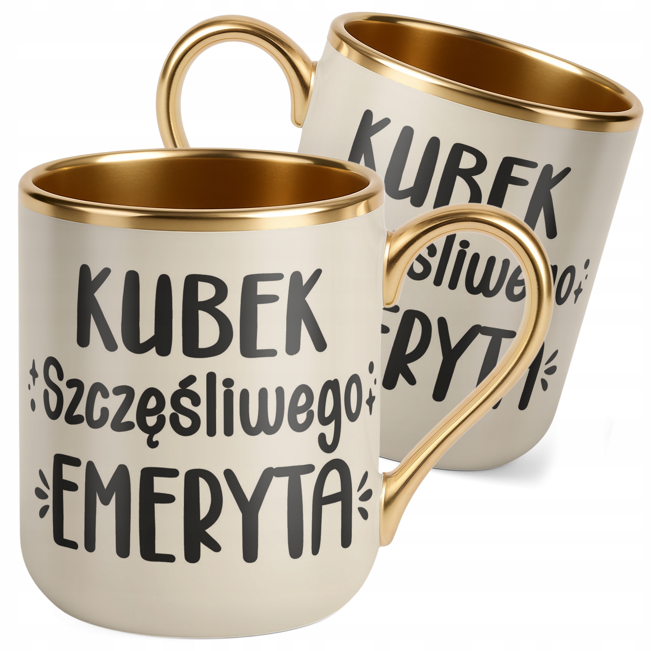 Kubek Premium Złoty Ecru Z okazji Emerytury Dla Emeryta Prezent