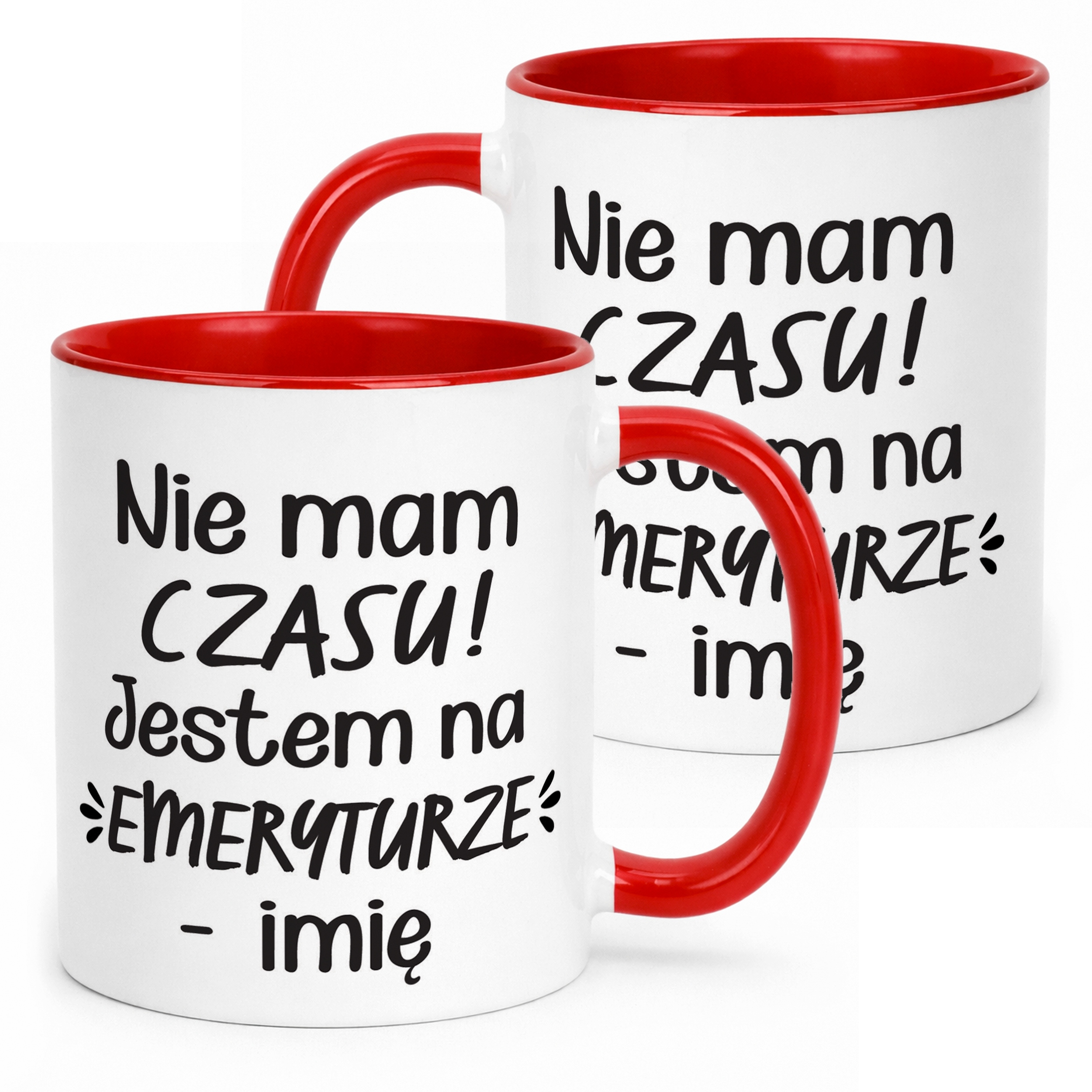 Kubek Czerwony Personalizowany z okazji Emerytury Dla Emeryta Emerytki