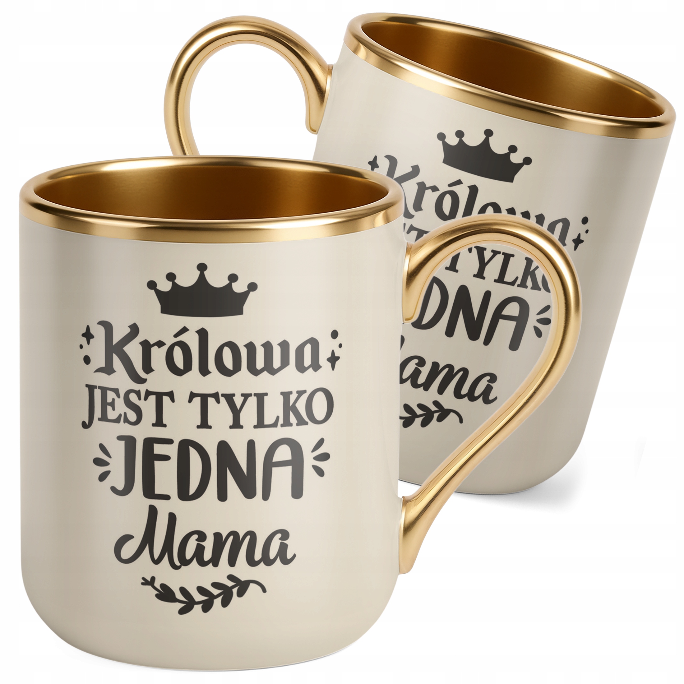 Kubek Premium Złoty Ecru Dzień Matki Prezent Królowa Jest Tylko Jedna