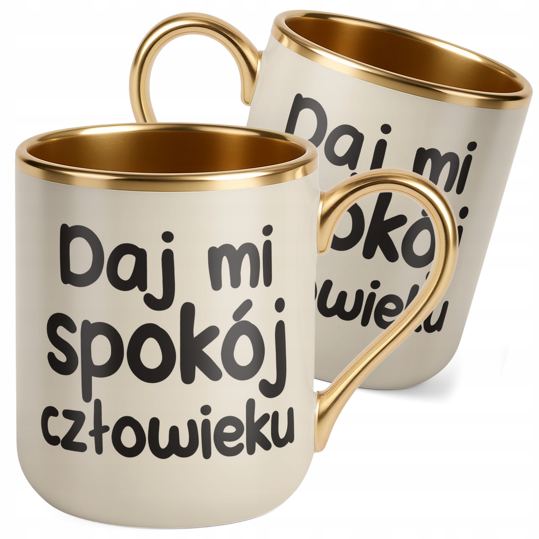 Kubek Premium Złoty Ecru Daj Mi Spokój Człowieku Śmieszny Zabawny