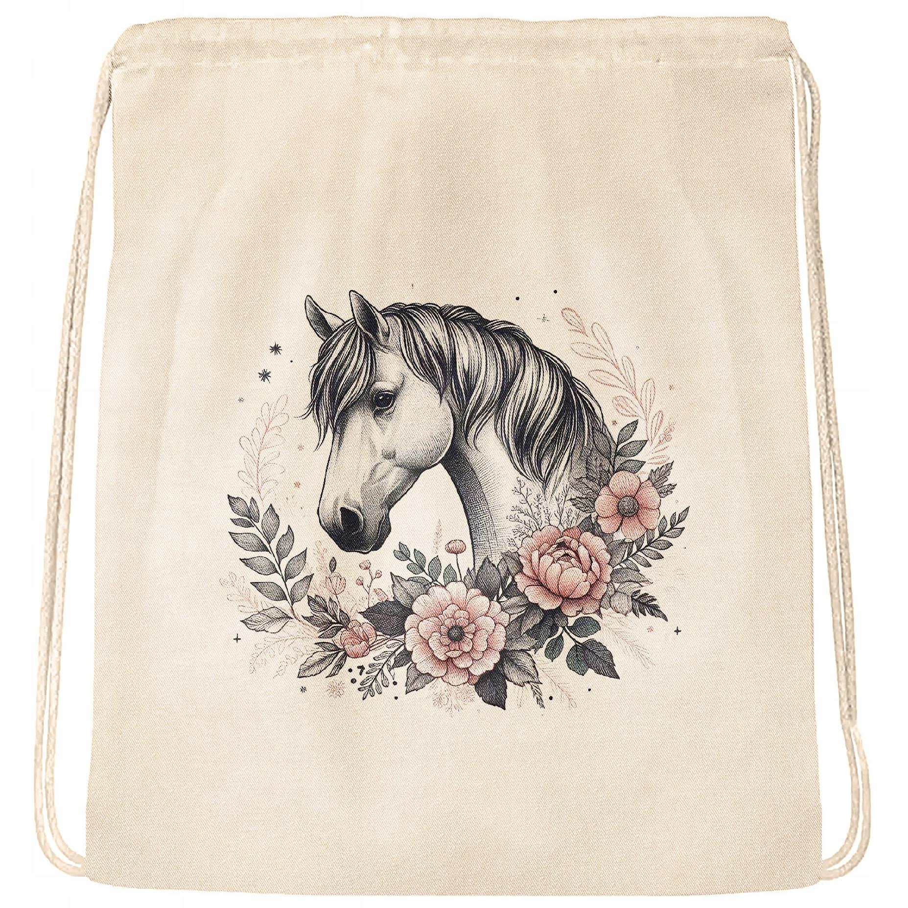 Plecak bawełniany 34×40 Z Koniem Koń Na Prezent Dla Dzieci