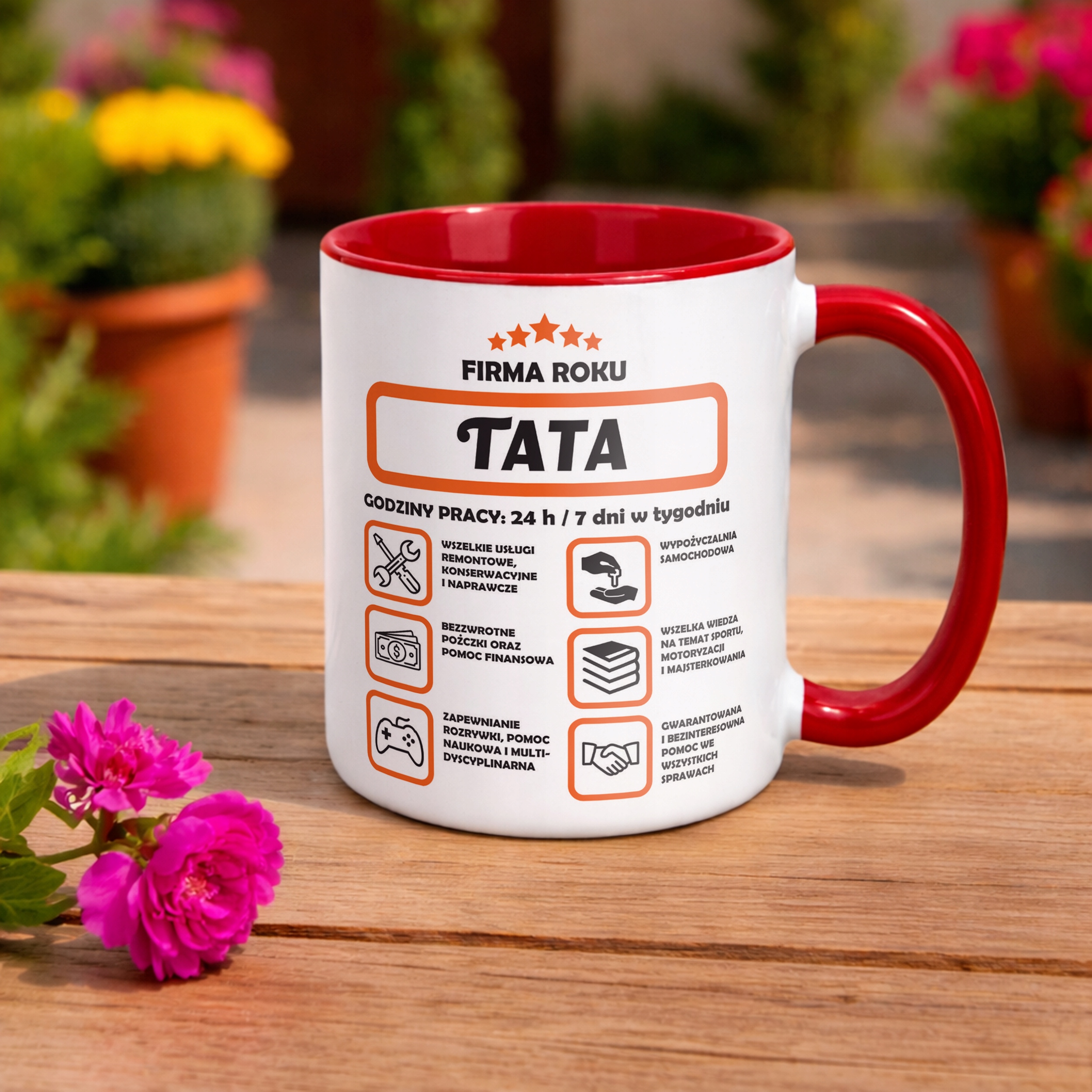 Kubek Czerwony Dzień Ojca Dla Taty Firma Tata Prezent