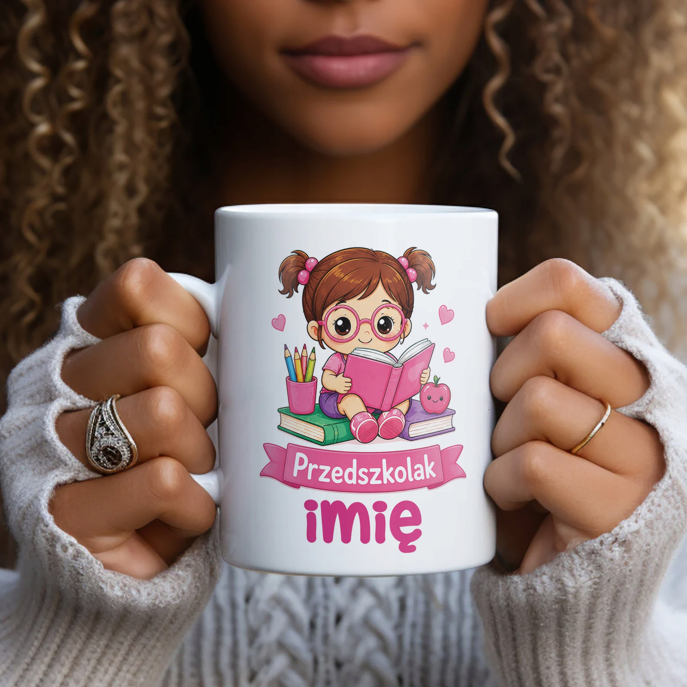 Biały Kubek z nadrukiem personalizowany Przedszkolak Szkoła Dla Dzieci