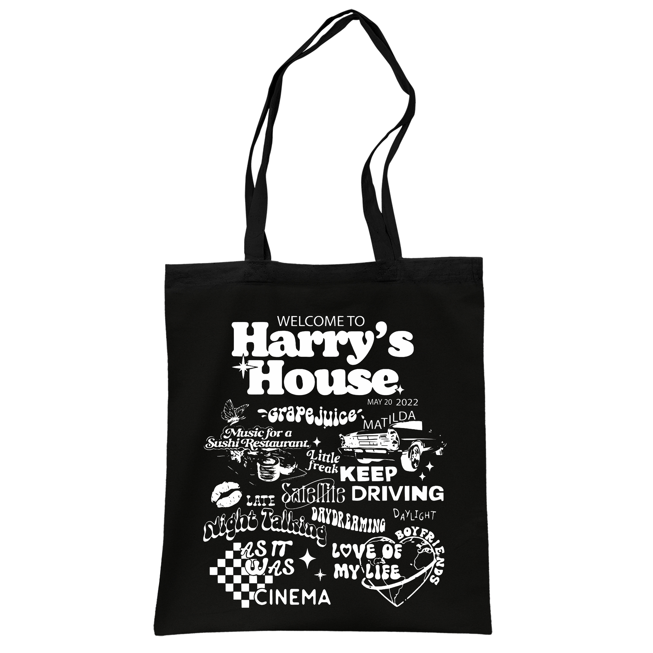 Torba bawełniana czarna na zakupy Harry Styles Dla Fanów Prezent