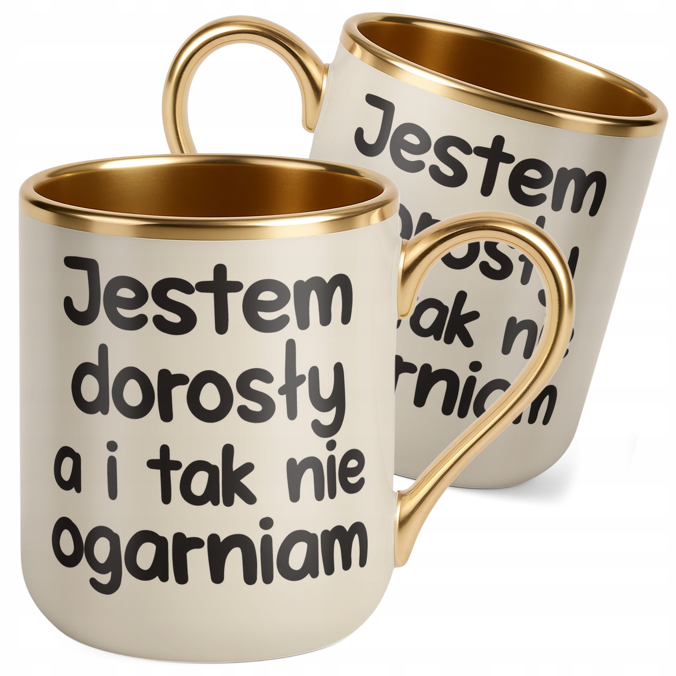 Kubek Premium Złoty Ecru Jestem Dorosły Nie Ogarniam Śmieszny Zabawny