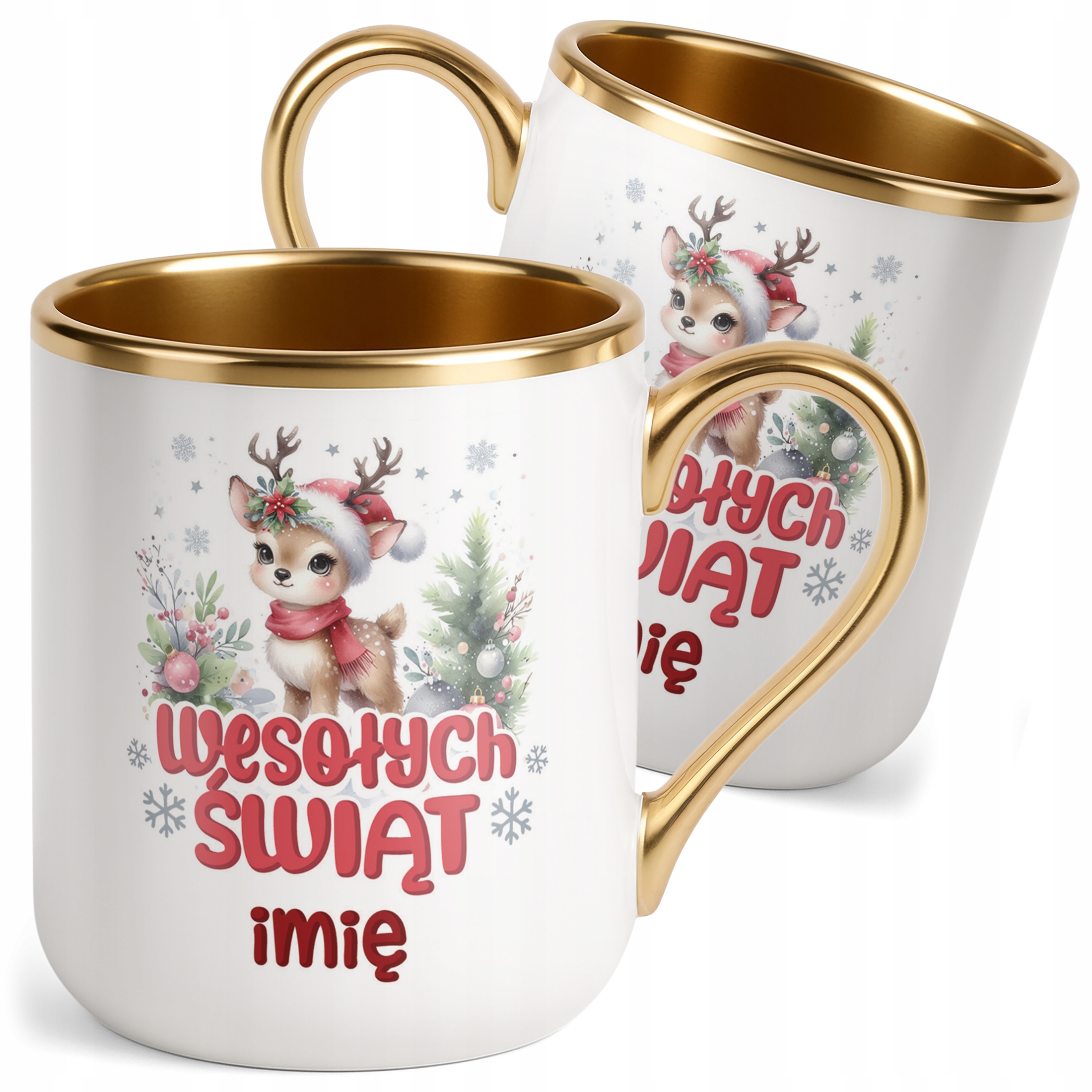 Kubek Premium Złoty Personalizowany Świąteczny Boże Narodzenie Prezent