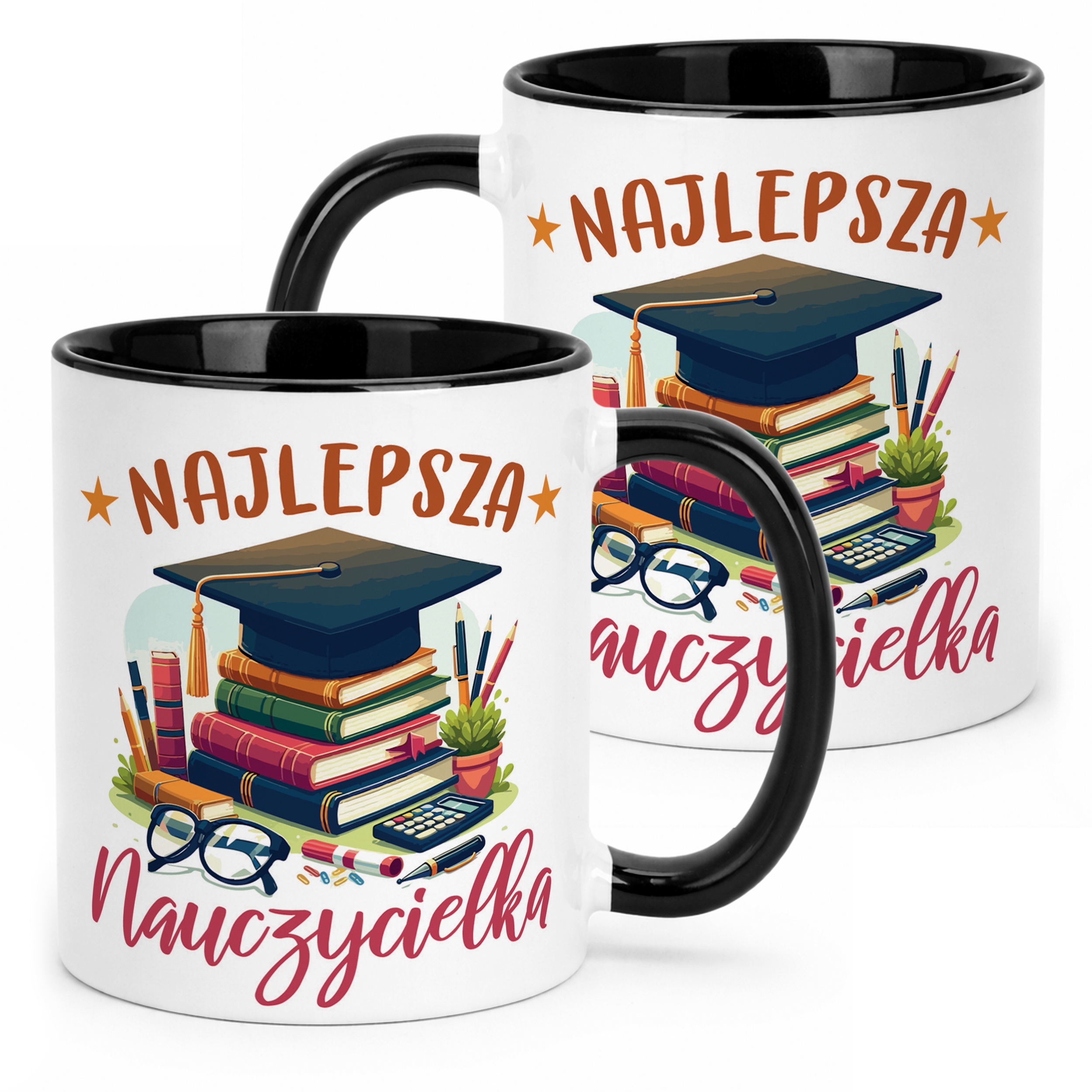Kubek Czarny Najlepsza Nauczycielka Dzień Nauczyciela Prezent