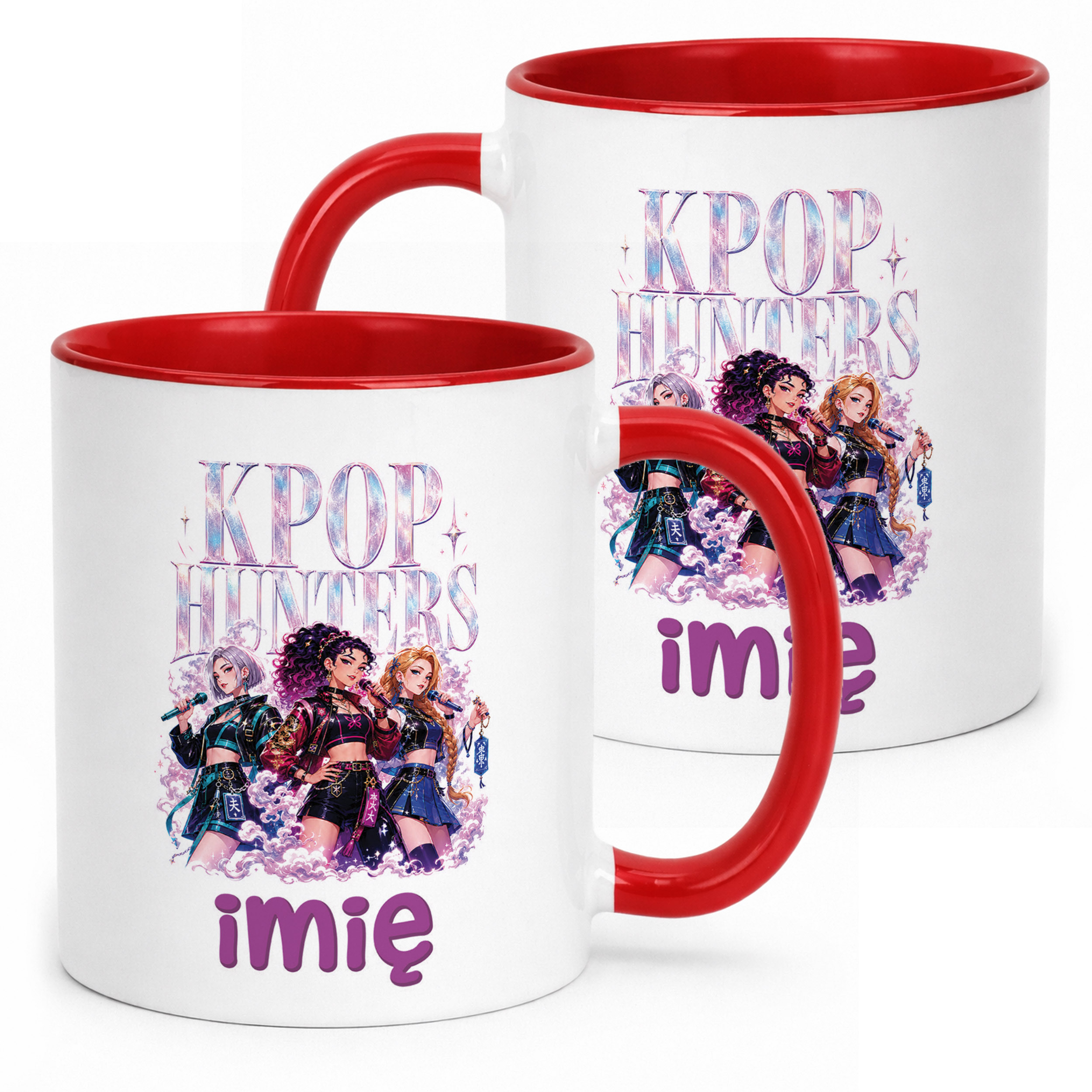 Kubek Czerwony z nadrukiem personalizowany ŁOWCZYNIE KPOP Prezent