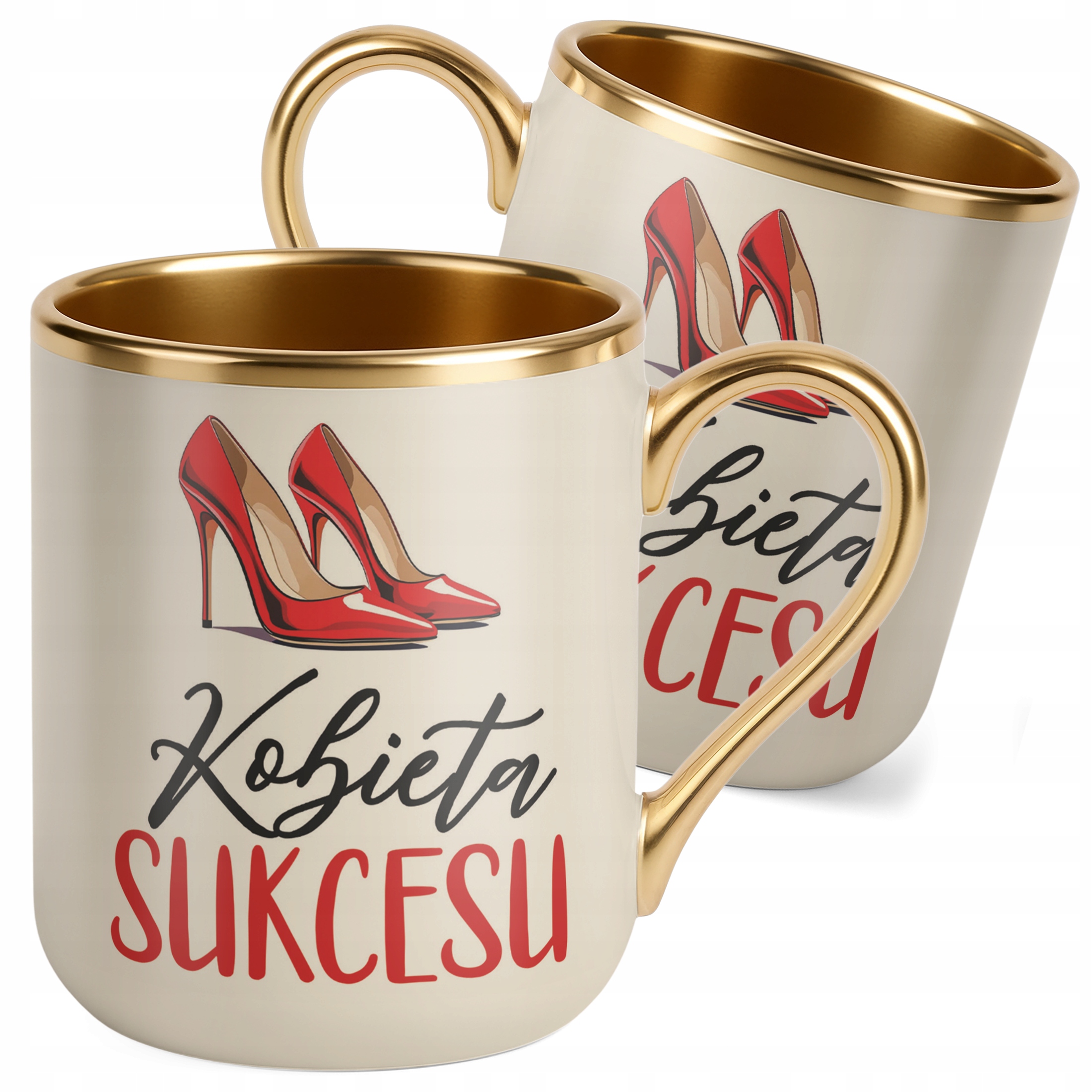 Kubek Premium Złoty Ecru Kobieta Sukcesu Dla Kobiety Prezent Upominek