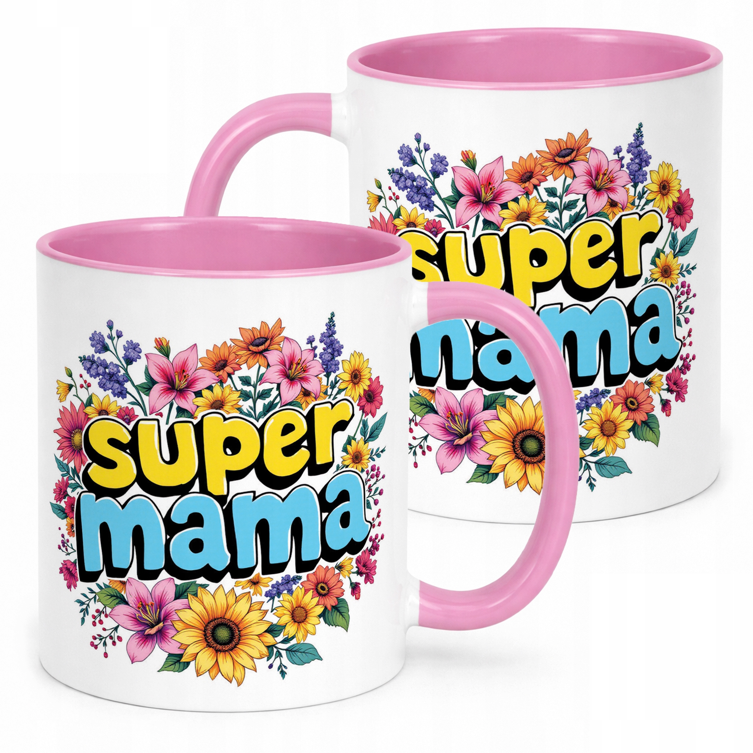Kubek Różowy Dzień Matki Dla Mamy Prezent Upominek Super Mama
