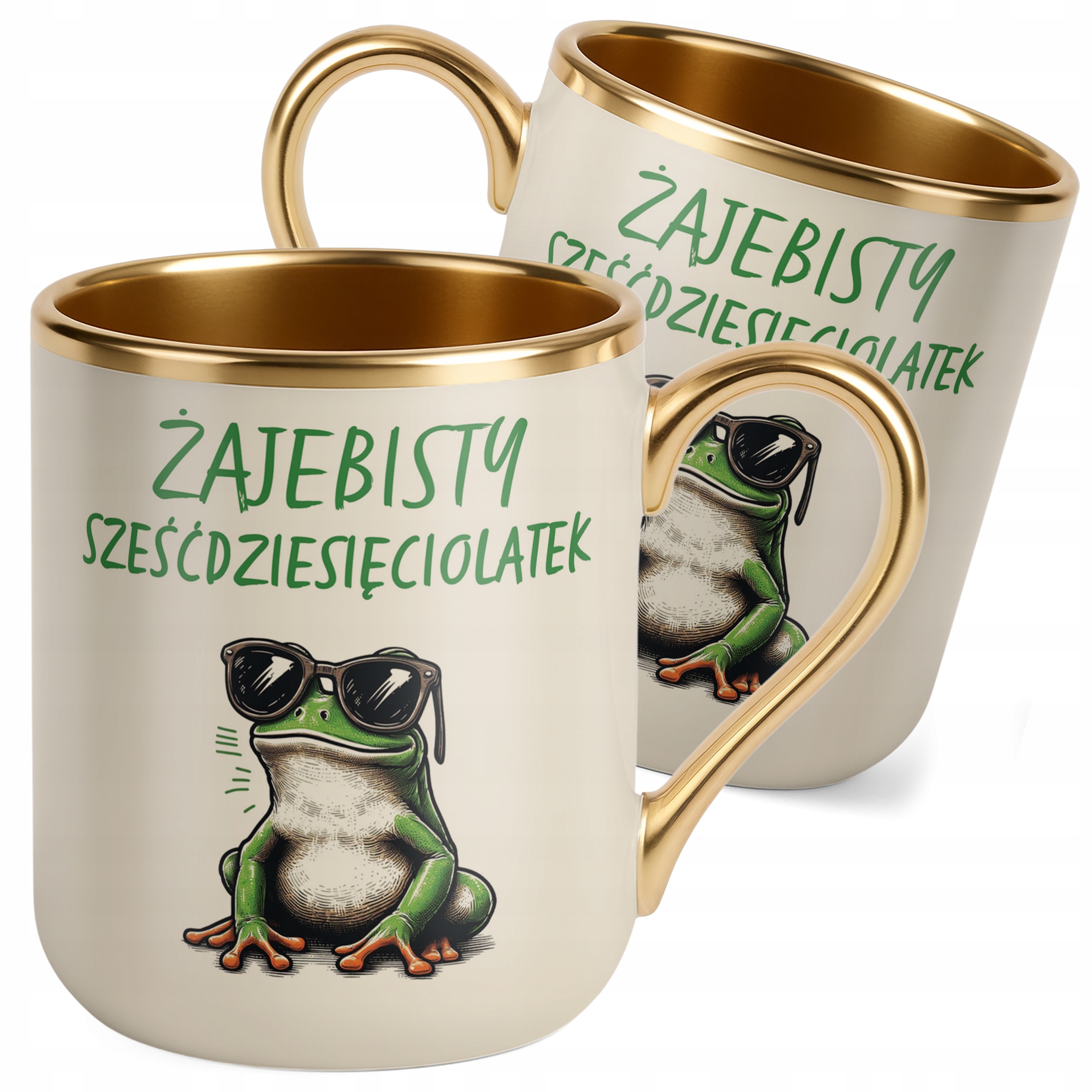Kubek Premium Złoty Ecru Żajebisty 60 Dla Mężczyzny Na Urodziny Prezent