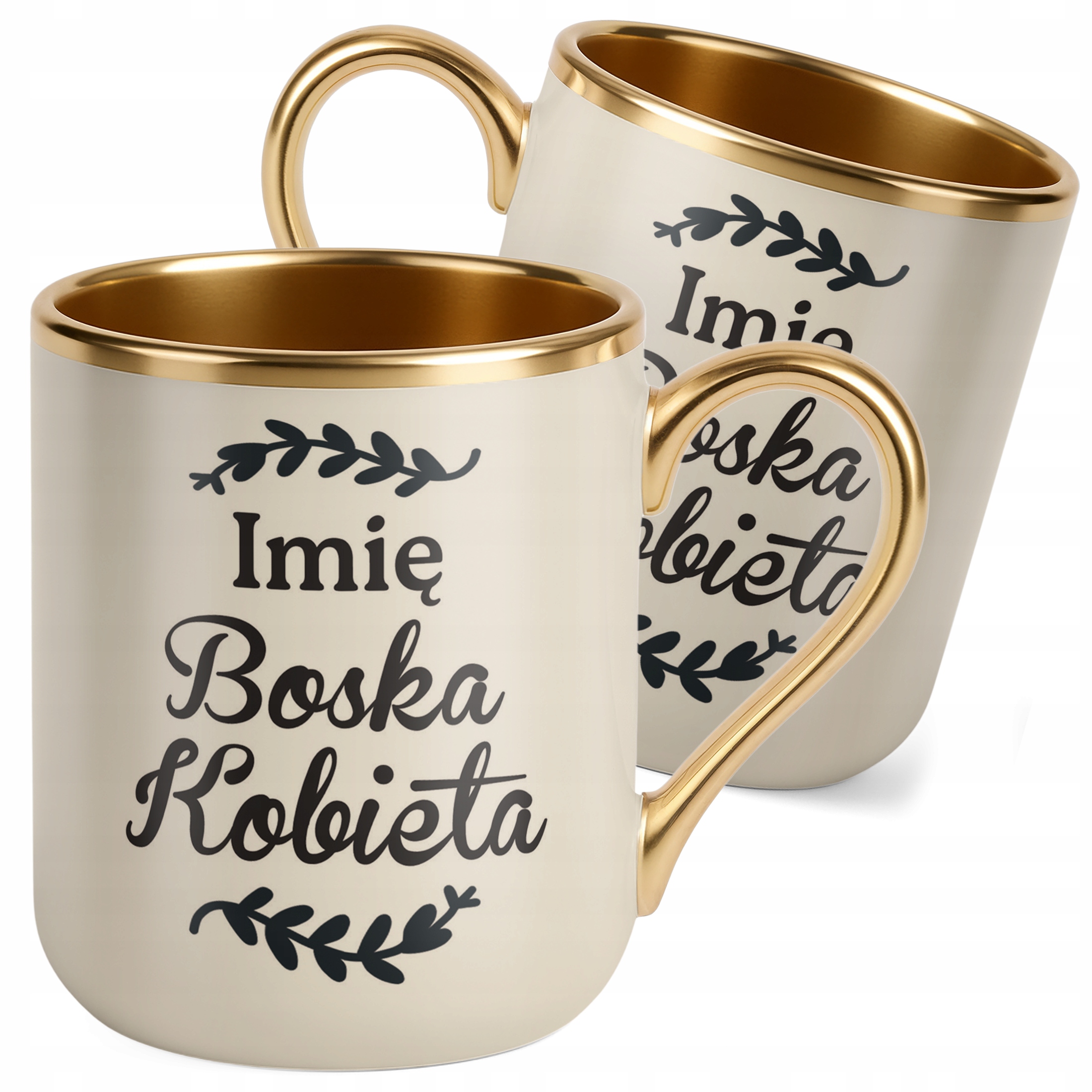 Kubek Premium Złoty Ecru Personalizowany Dzień Kobiet Zabawny