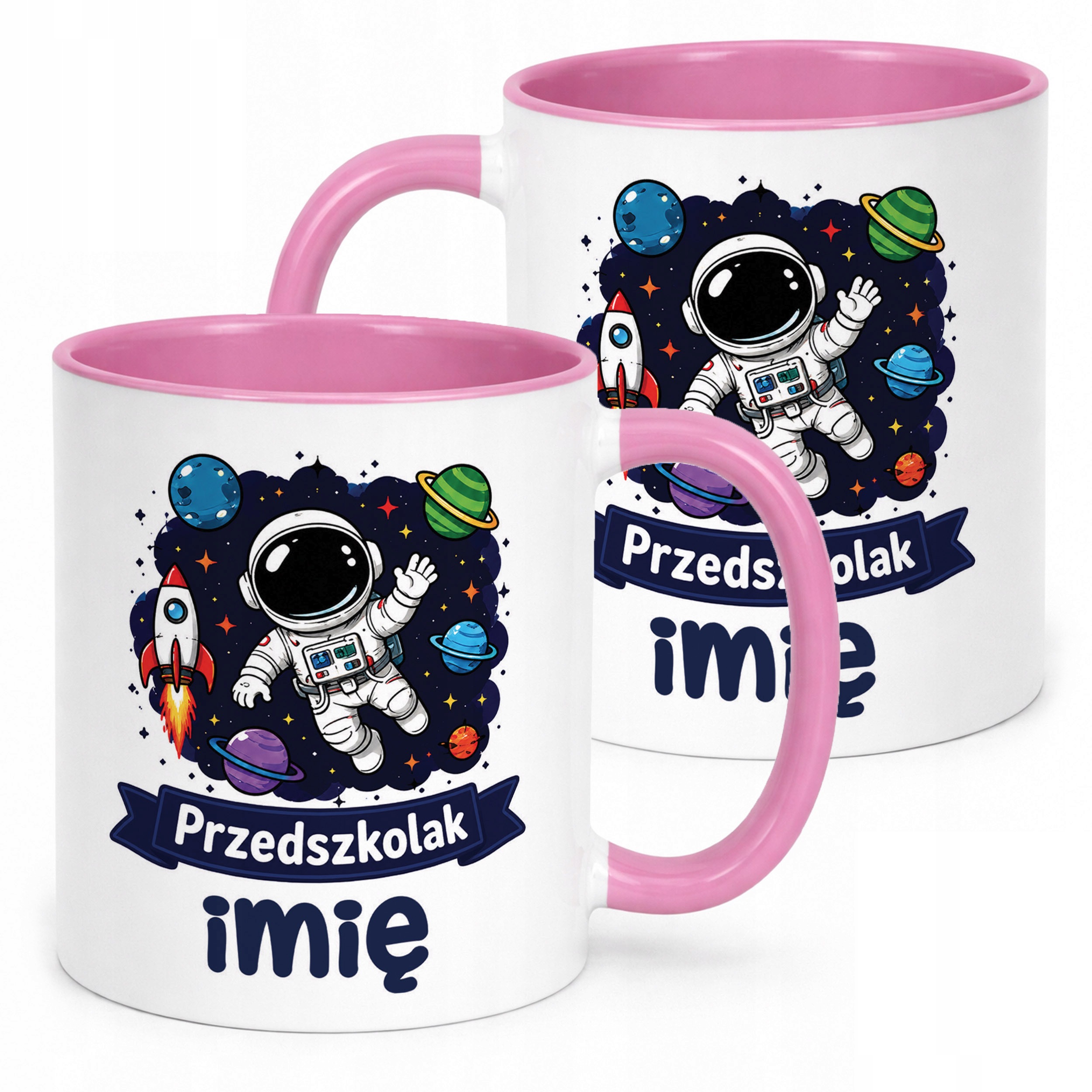 Kubek Różowy z nadrukiem personalizowany Przedszkolak Szkoła Dla Dzieci