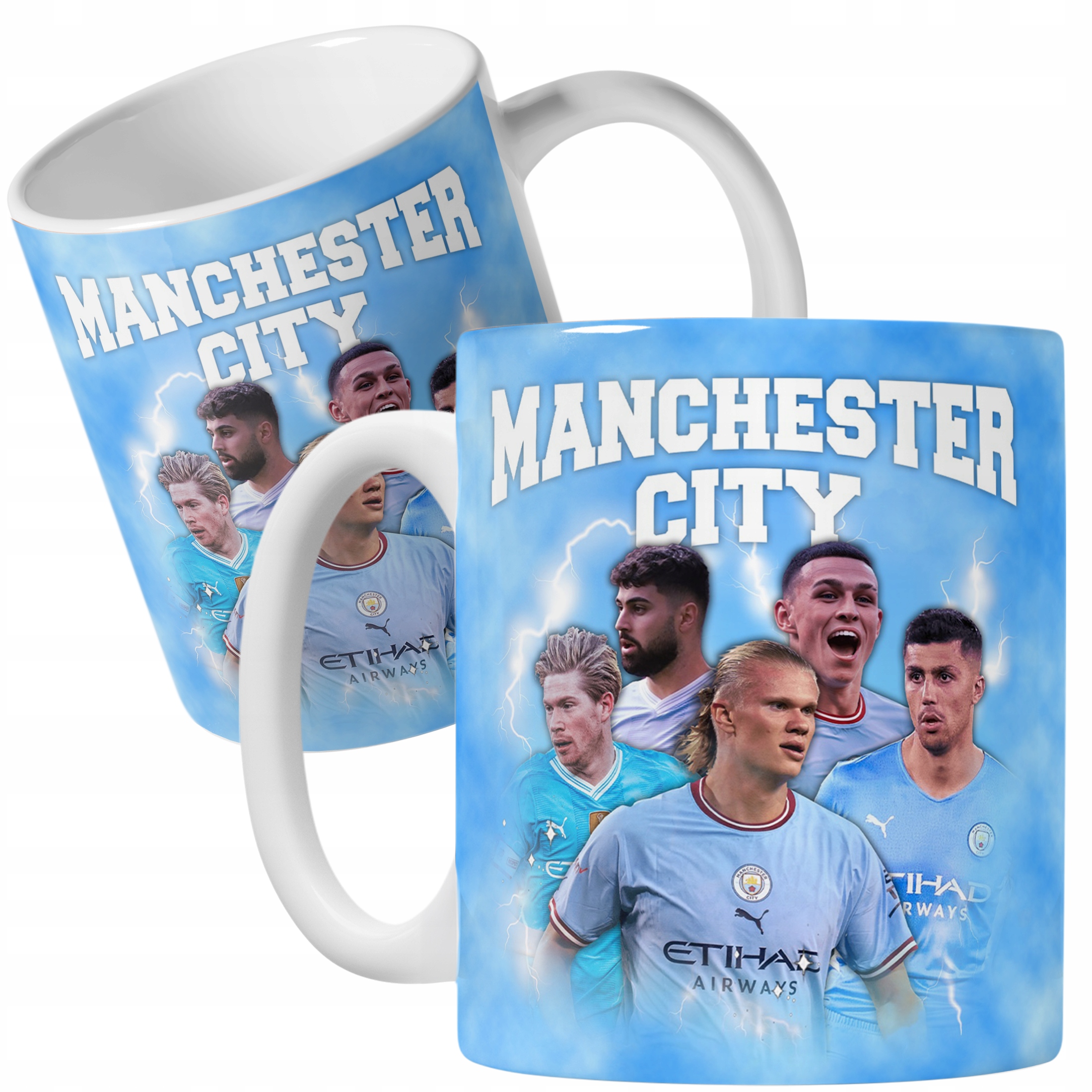 Zestaw Kubek + Poduszka Manchester City Haaland De Bruyne