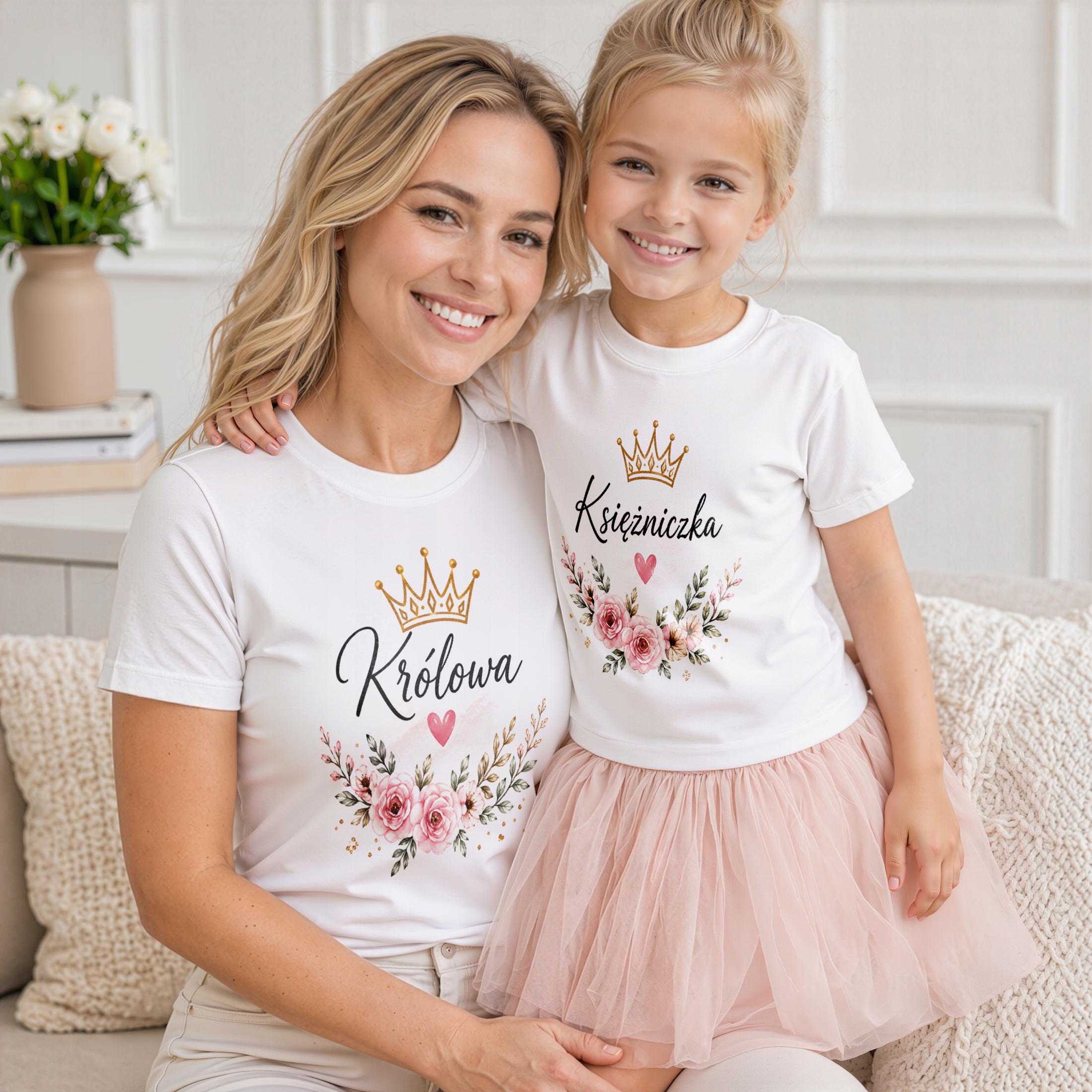 Zestaw t-shirtów dla mamy i córki prezent na Dzień Matki komplet rodzinny