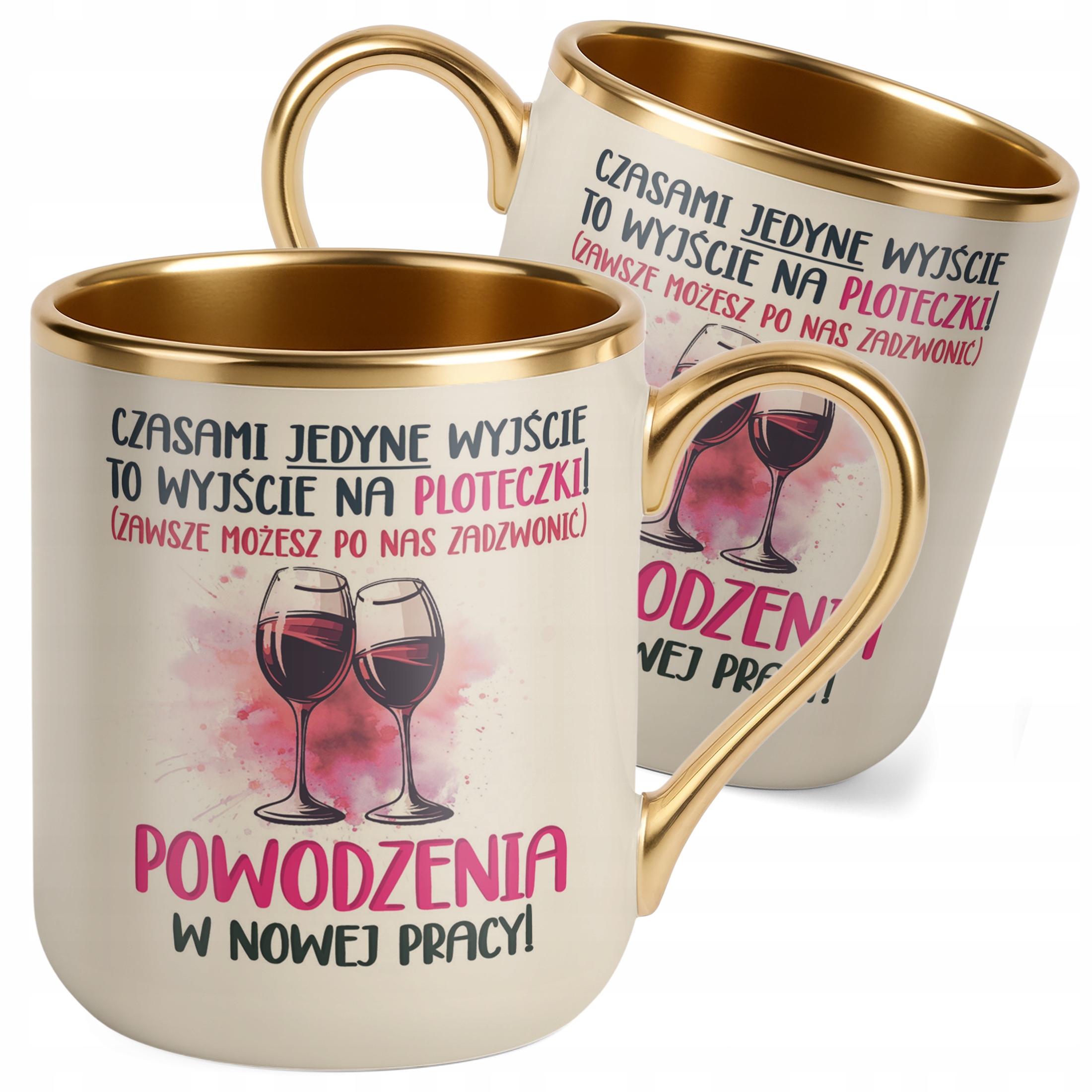 Kubek Premium Złoty Ecru Pożeganie Odejście z Pracy Prezent Upominek