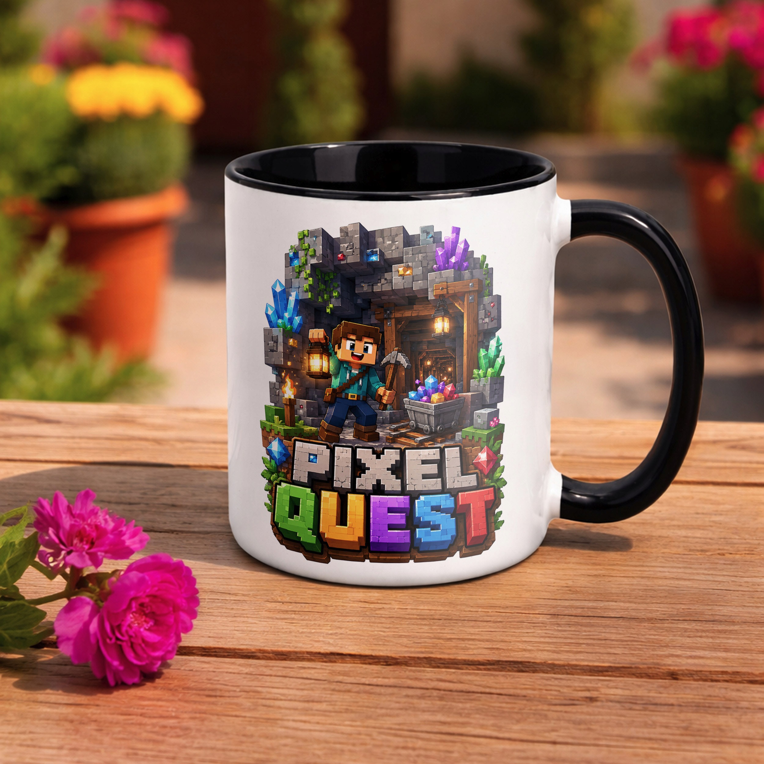 Zestaw Plecak Worek Kubek Czarny Z Nadrukiem PIXEL Gra Dla Dzieci