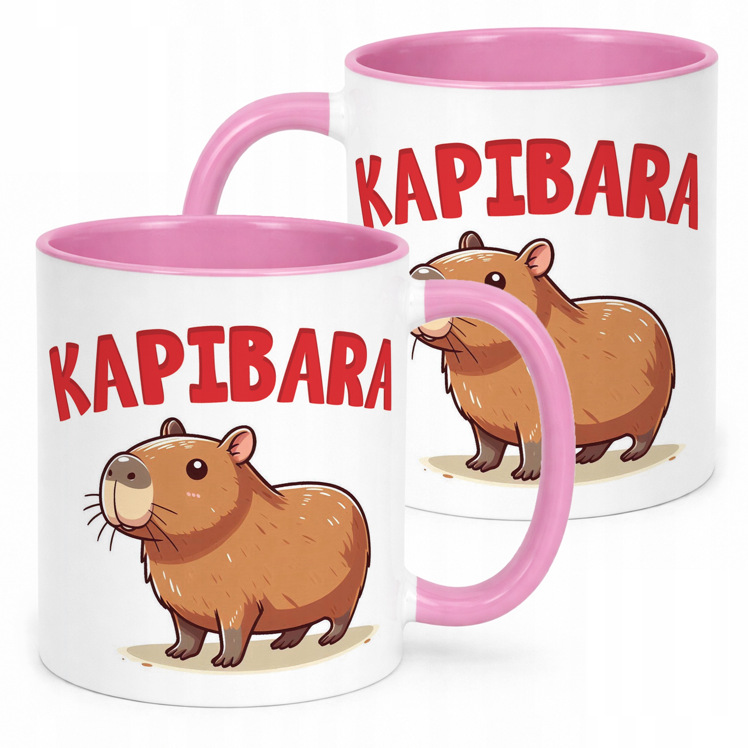 Kubek Różowy Kapibara Capybara Zwierzak Słodki Dla Dzieci Prezent