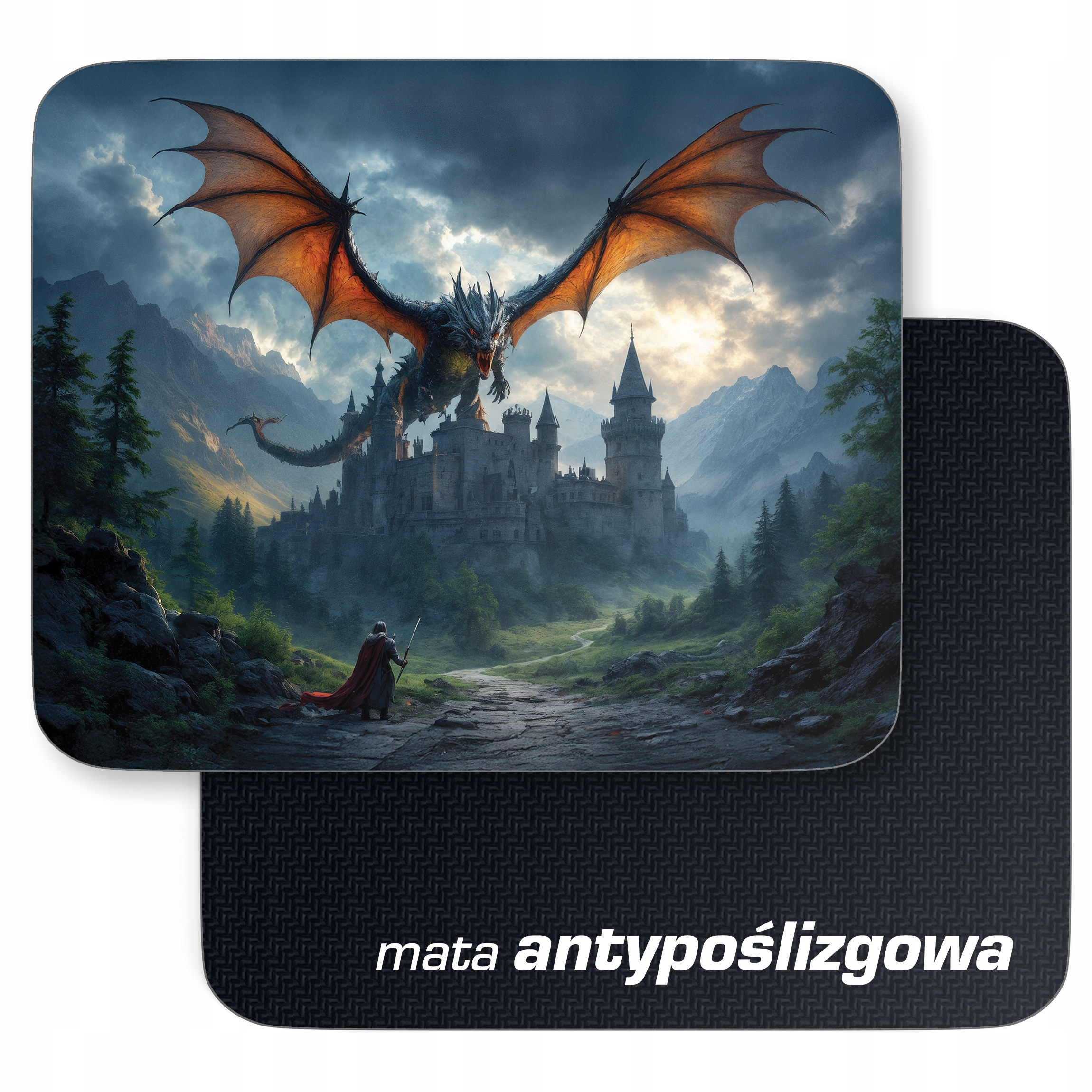 Podkładka pod mysz 22×18 cm Smok Zamek Fantasy