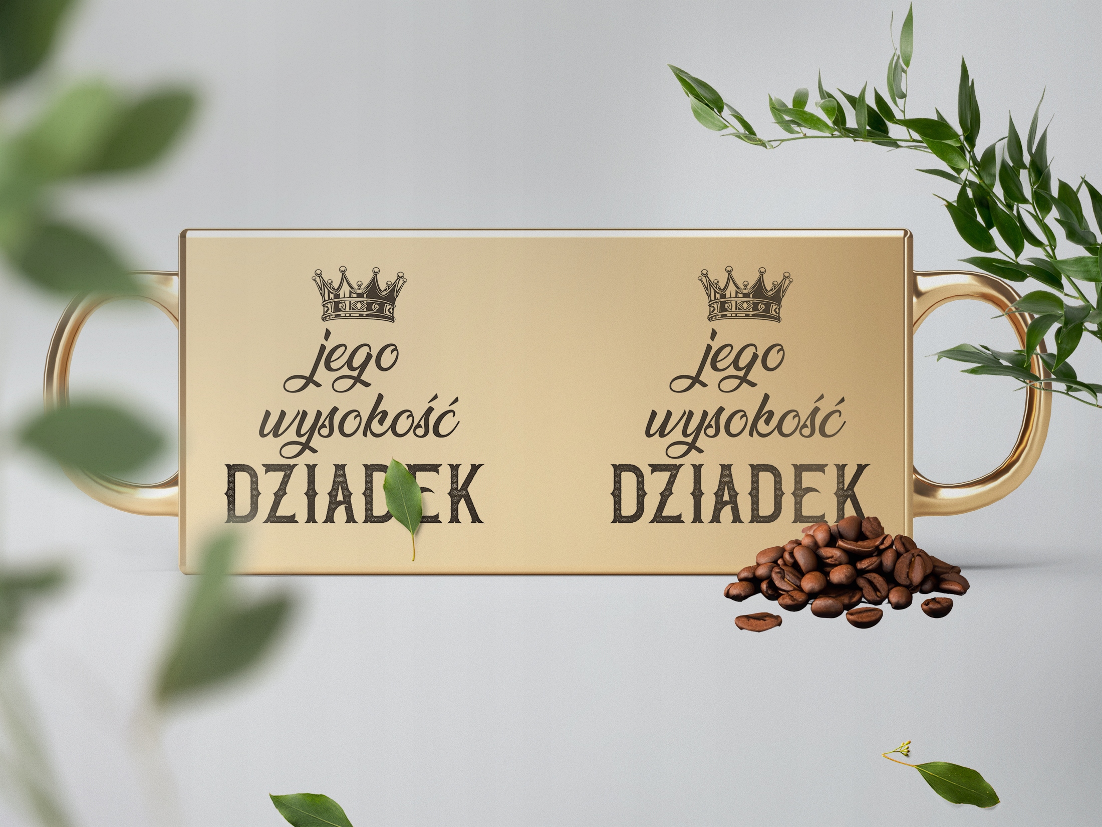 Kubek ceramiczny Złoty 330 ml Dzień Dziadka Prezent Jego Wysokość Dziadek
