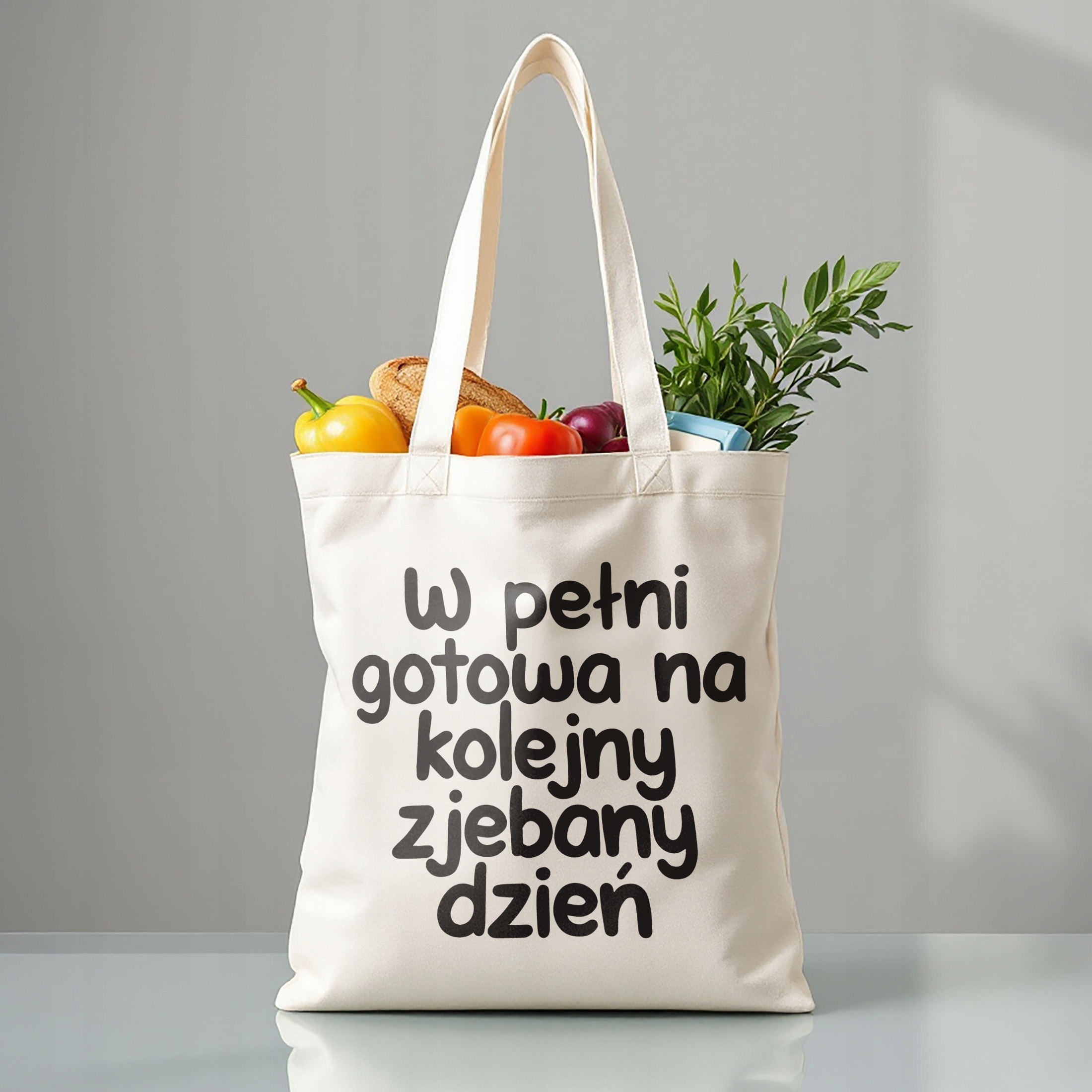 Torba bawełniana premium W Pełni Gotowa Zabawny Prezent