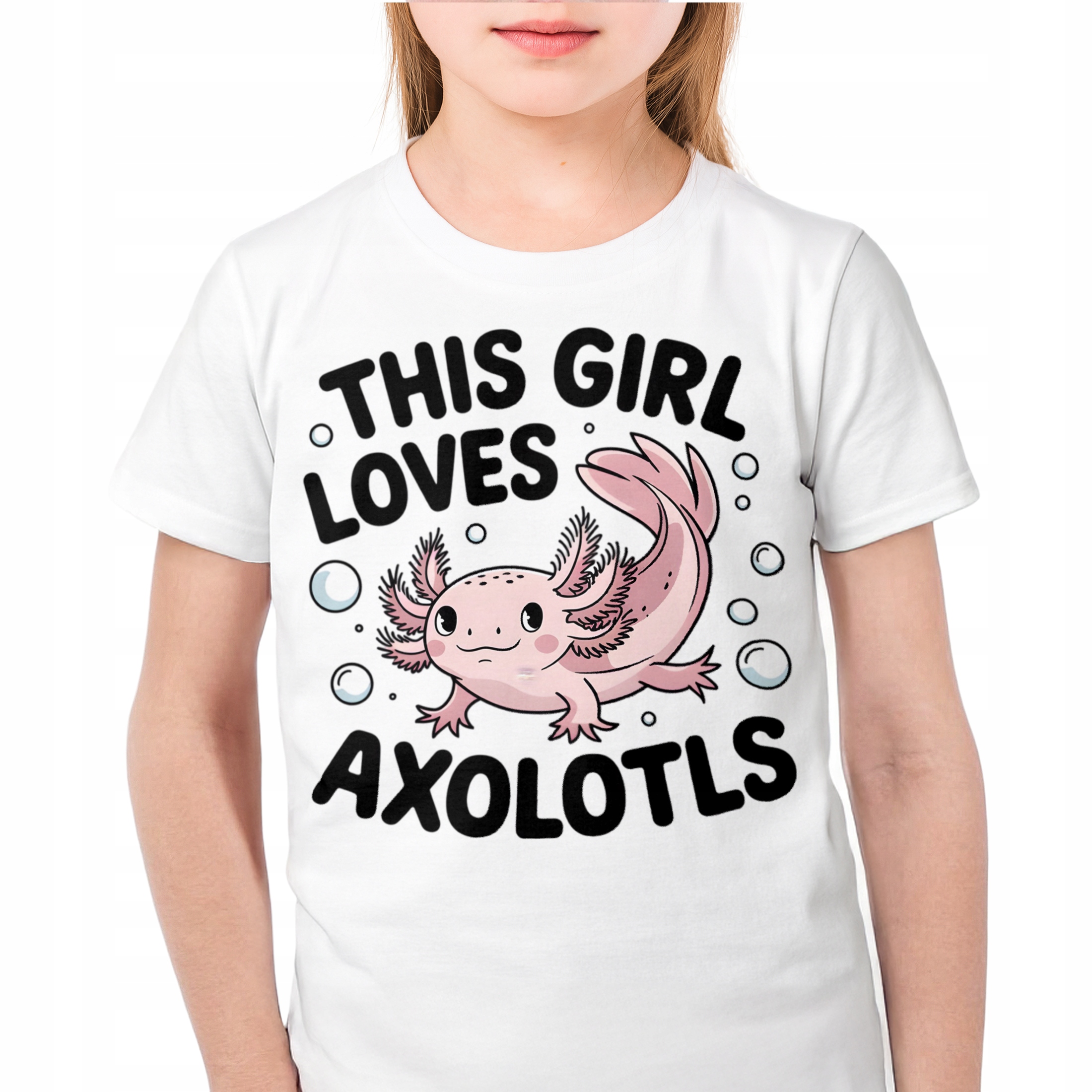 Podkoszulek dziecięcy biały Aksolotl Axolotl Mine craft Różowy