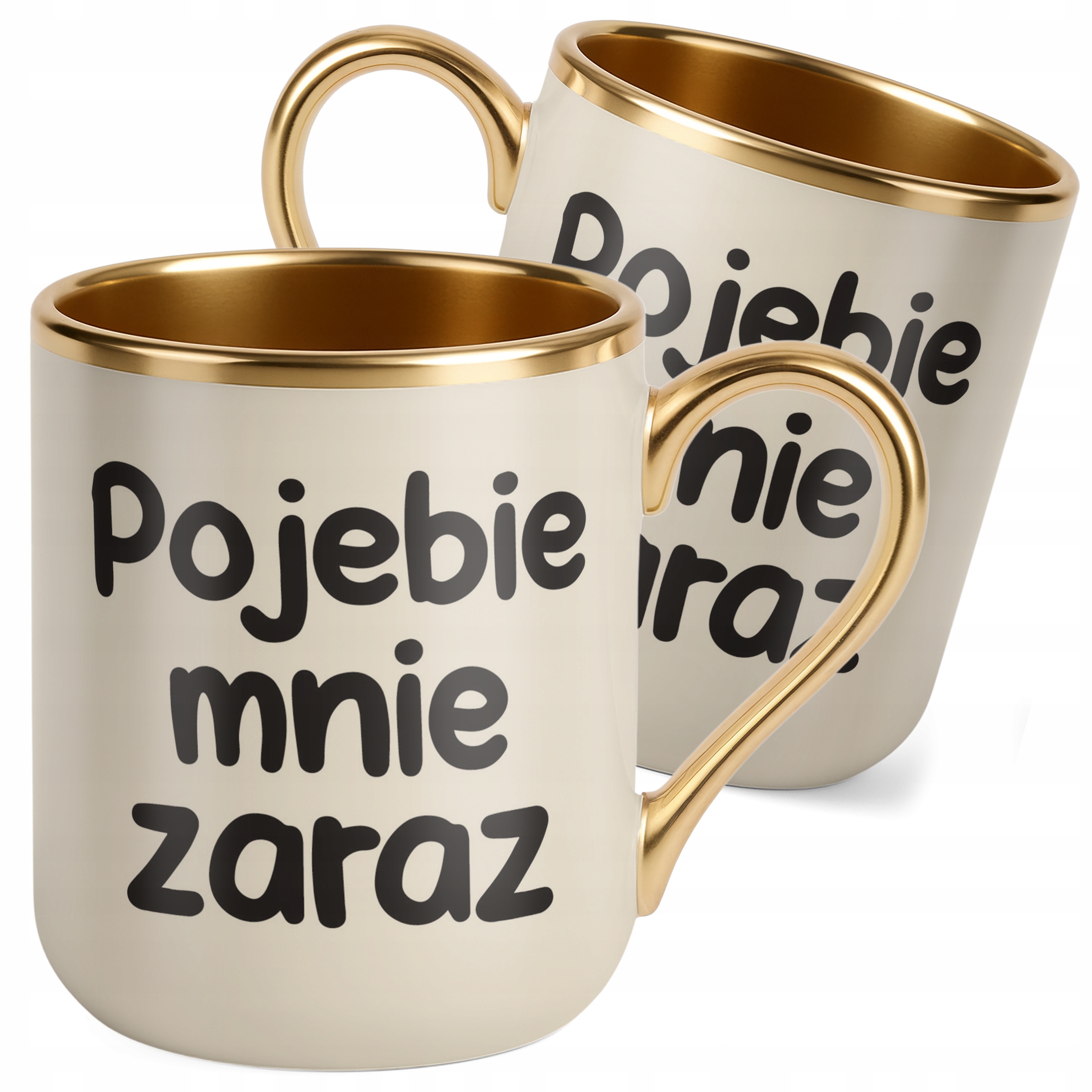 Kubek Premium Złoty Ecru Poje**e Mnie Zaraz Śmieszny Zabawny