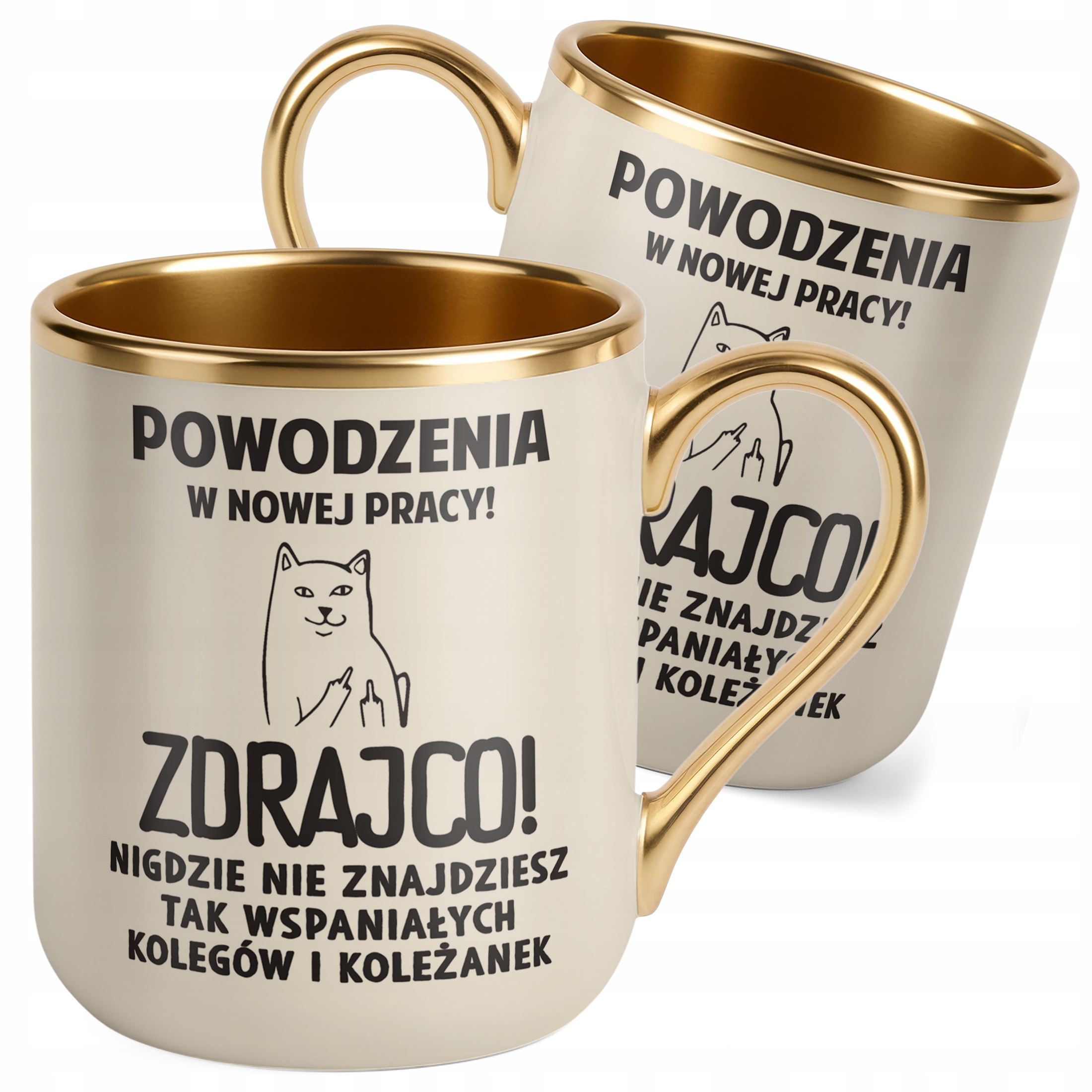 Kubek Premium Złoty Ecru Na Pożegnanie Odejście z Pracy Zabawny Prezent