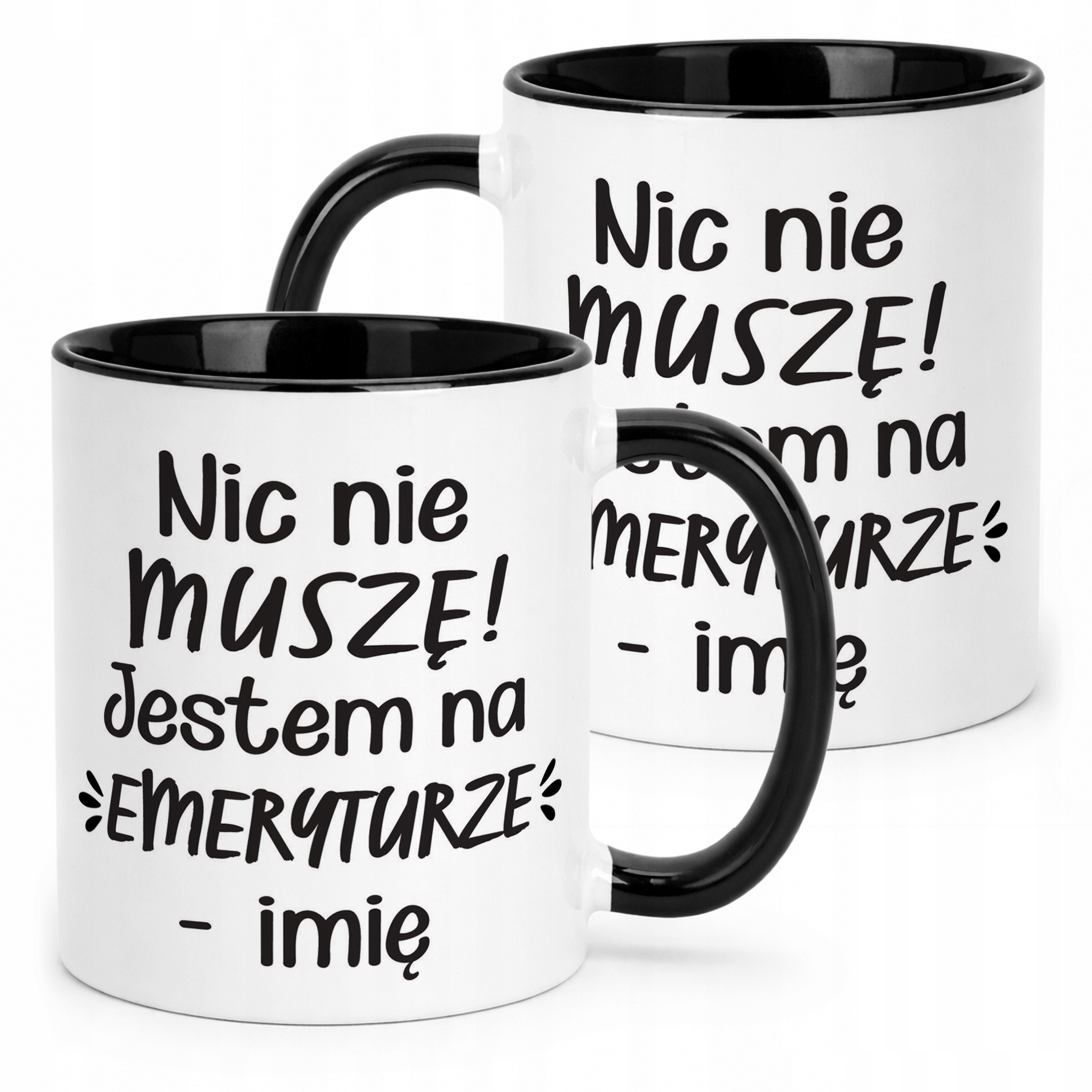 Kubek Czarny Personalizowany z okazji Emerytury Dla Emeryta Emerytki