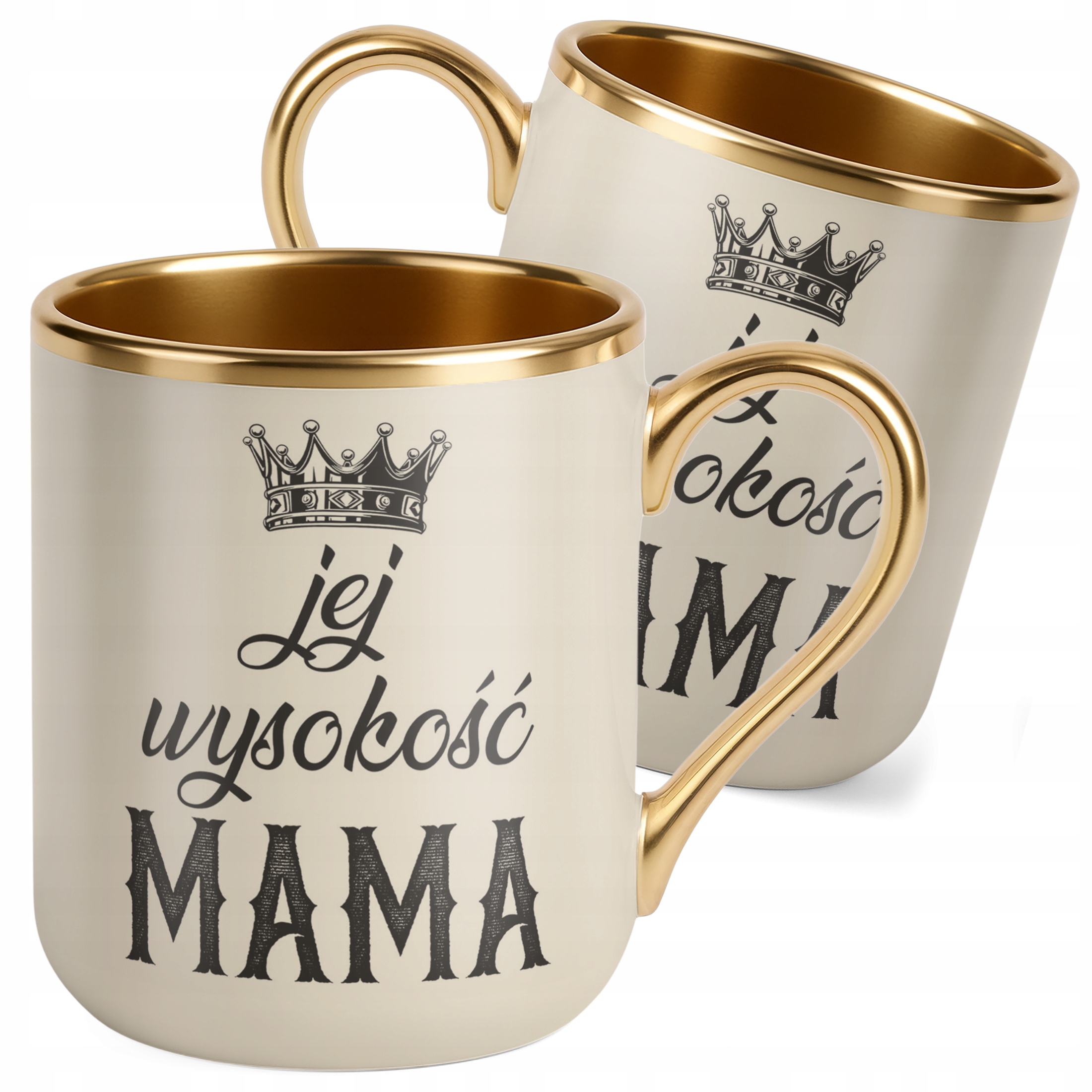 Kubek Premium Złoty Ecru Dzień Matki Dla Mamy Prezent Jej Wyskość Mama