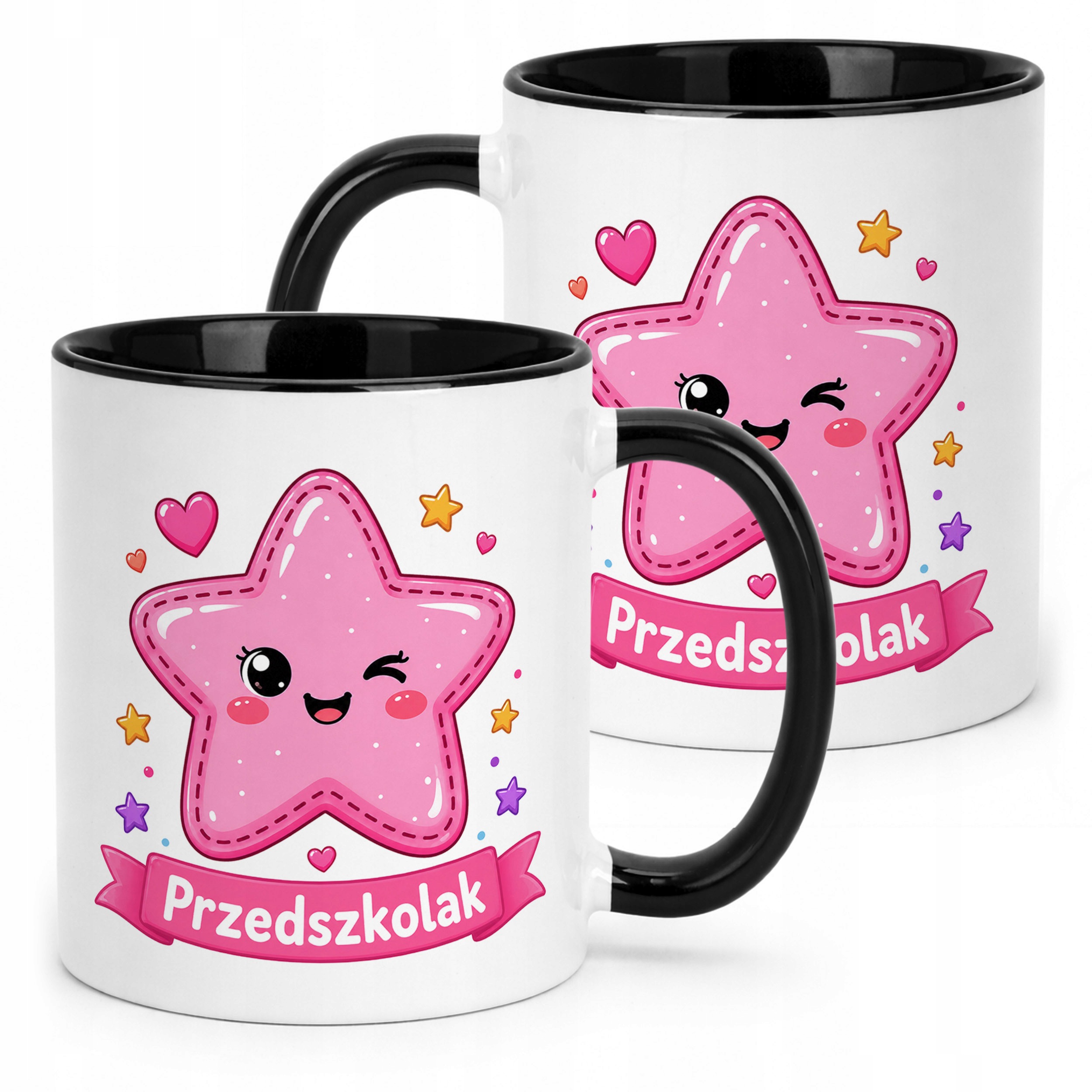 Kubek Czarny z nadrukiem Przedszkolak Szkoła Dla Dzieci Prezent