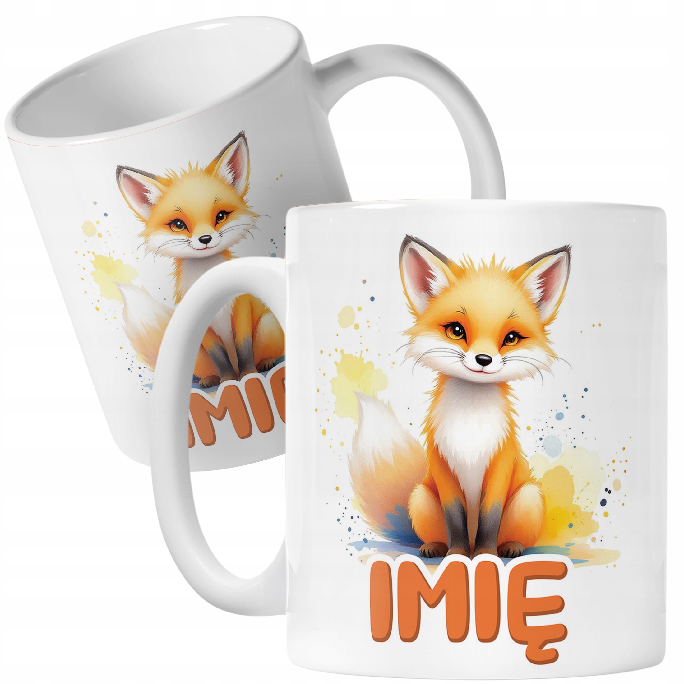 Kubek ceramiczny personalizowany Lis Zwierzak Słodki Dla Dzieci